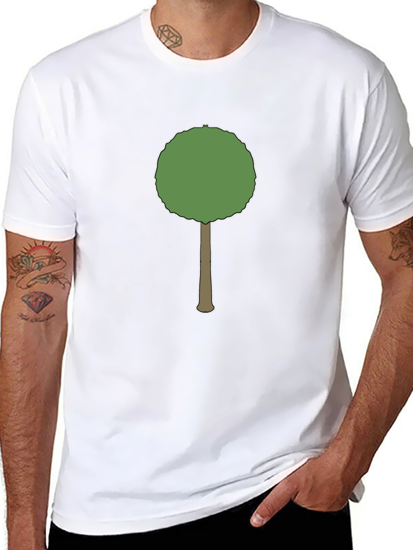 Cartoon Tree Graphic Black T-Shirt