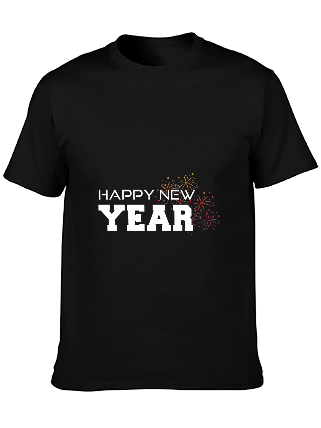 Happy New Year Festive Graphic Tee - Black