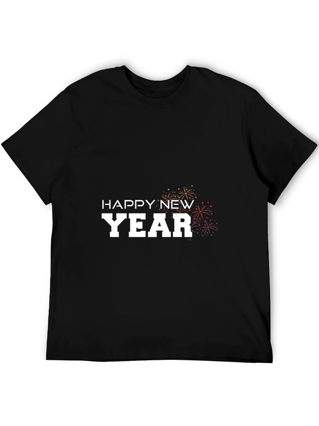 Happy New Year Festive Graphic Tee - Black