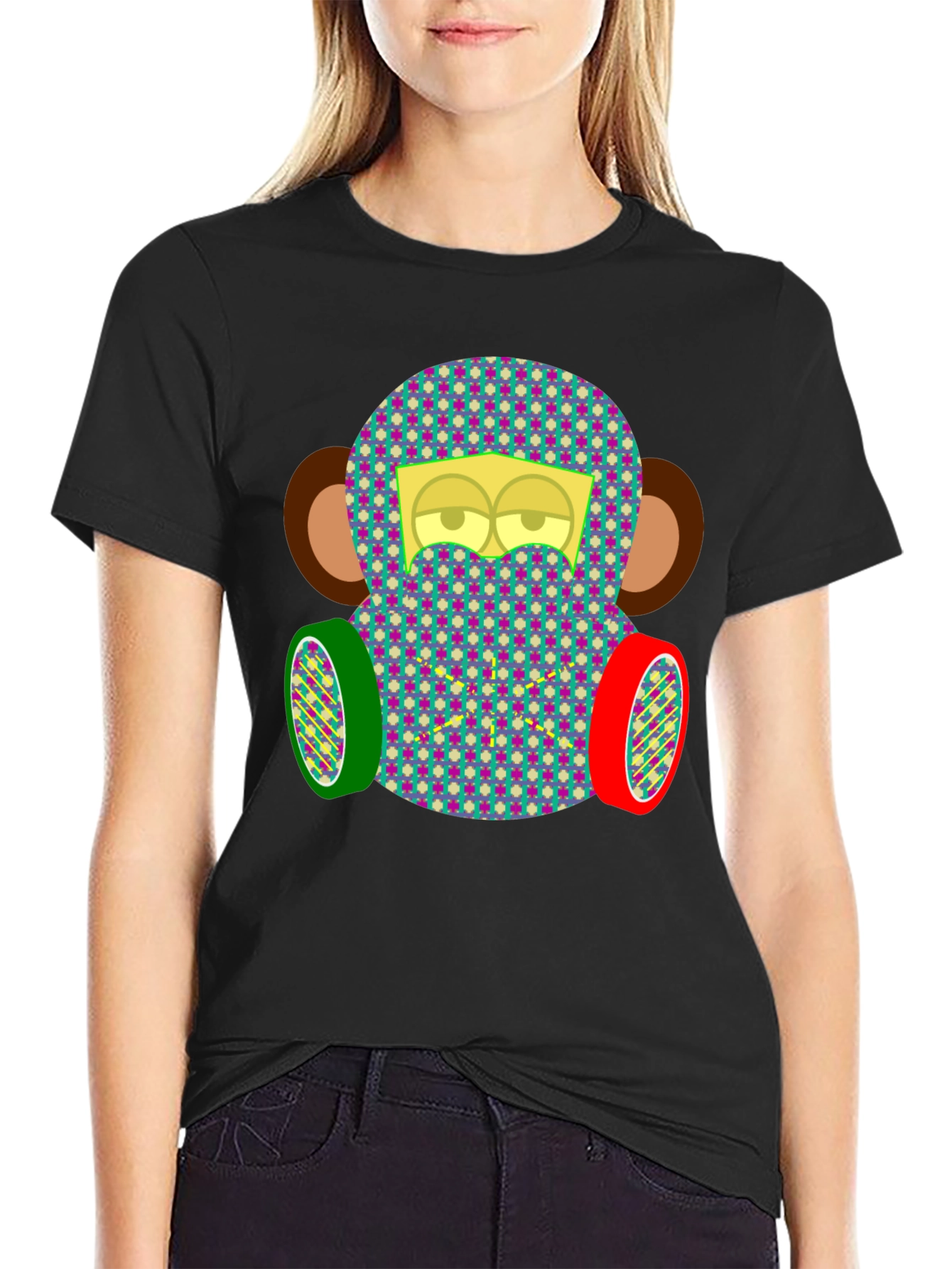 Monkey Face Tee: Quirky Patterned Graphic T-Shirt