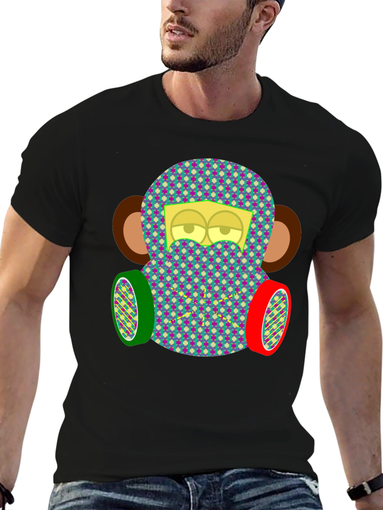 Monkey Face Tee: Quirky Patterned Graphic T-Shirt