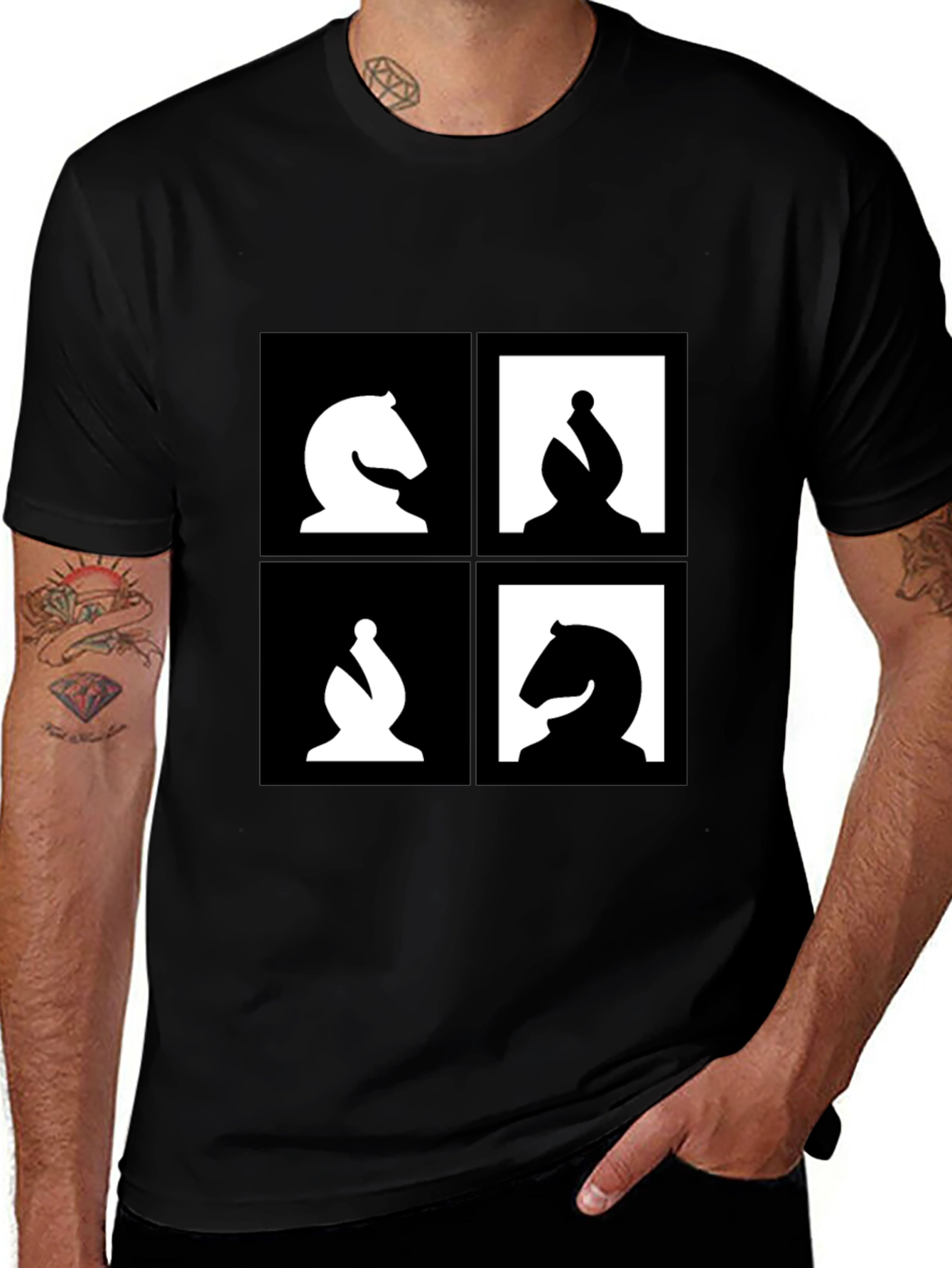 Chess Piece Graphic Tee - Black