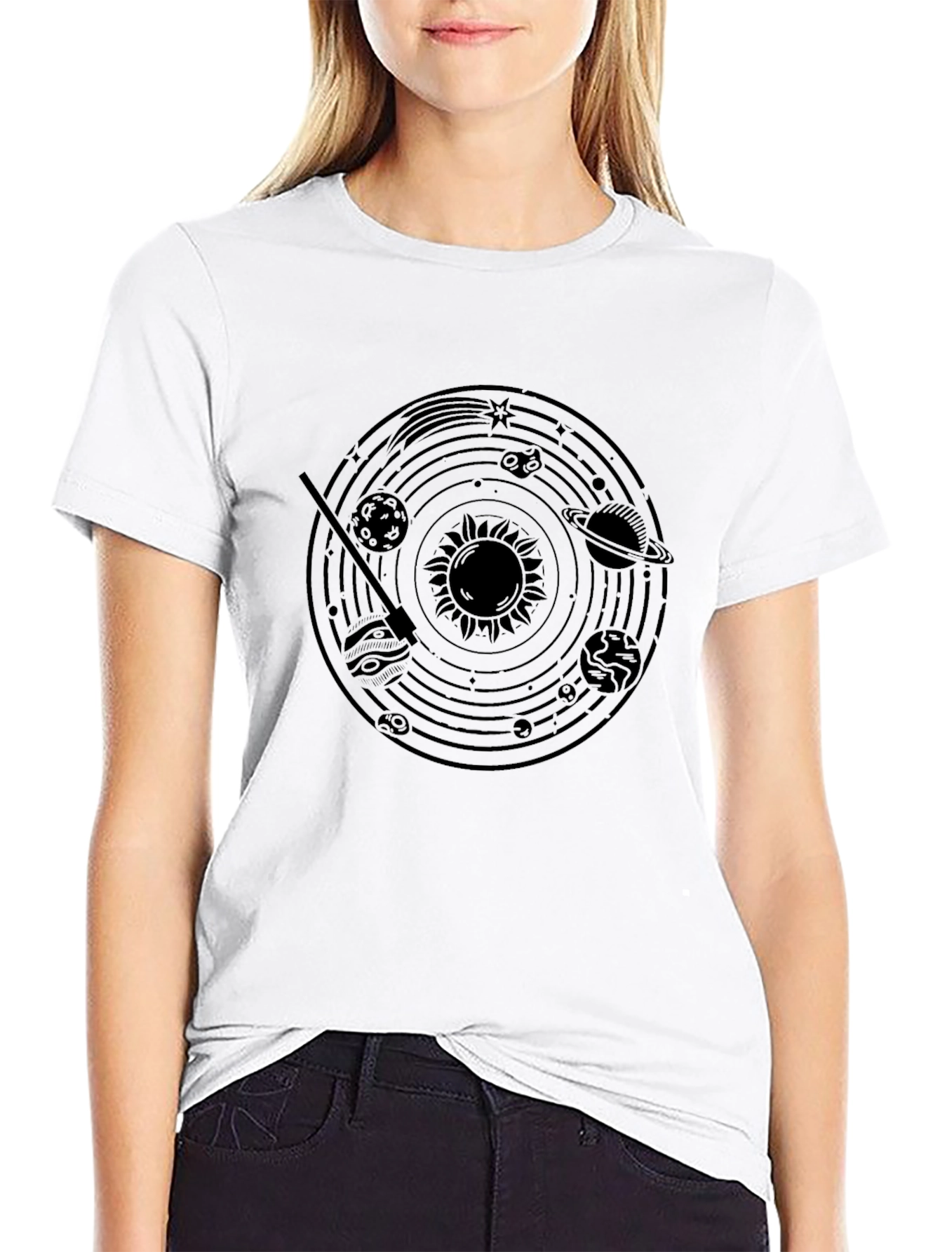 Solar System Graphic Black T-Shirt