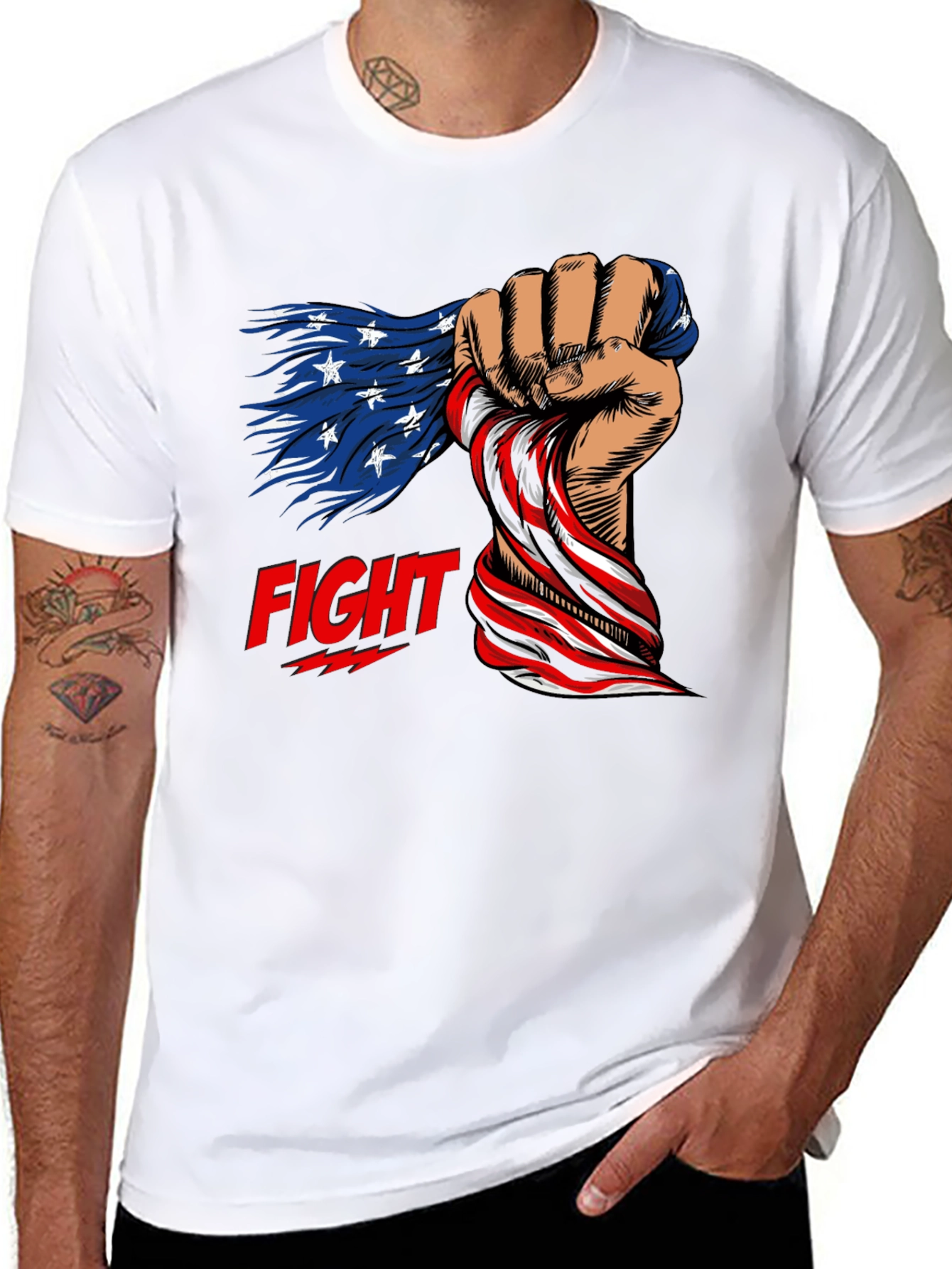 Patriotic Fight T-Shirt: American Flag Fist Design