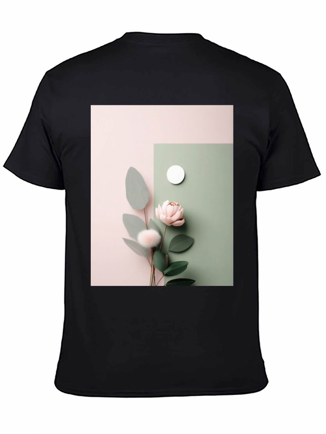Floral Art Black T-Shirt - Modern Aesthetic