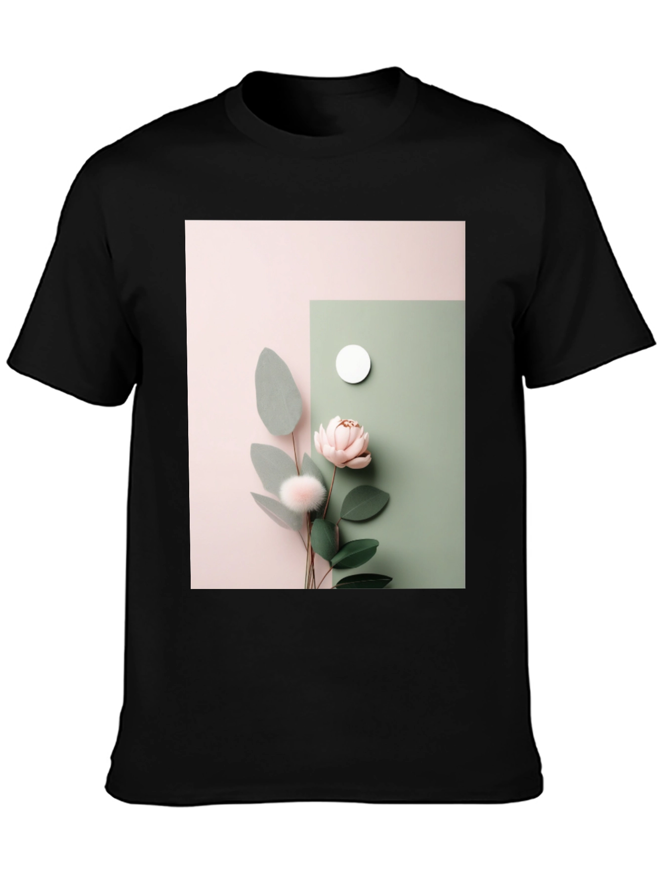 Floral Art Black T-Shirt - Modern Aesthetic