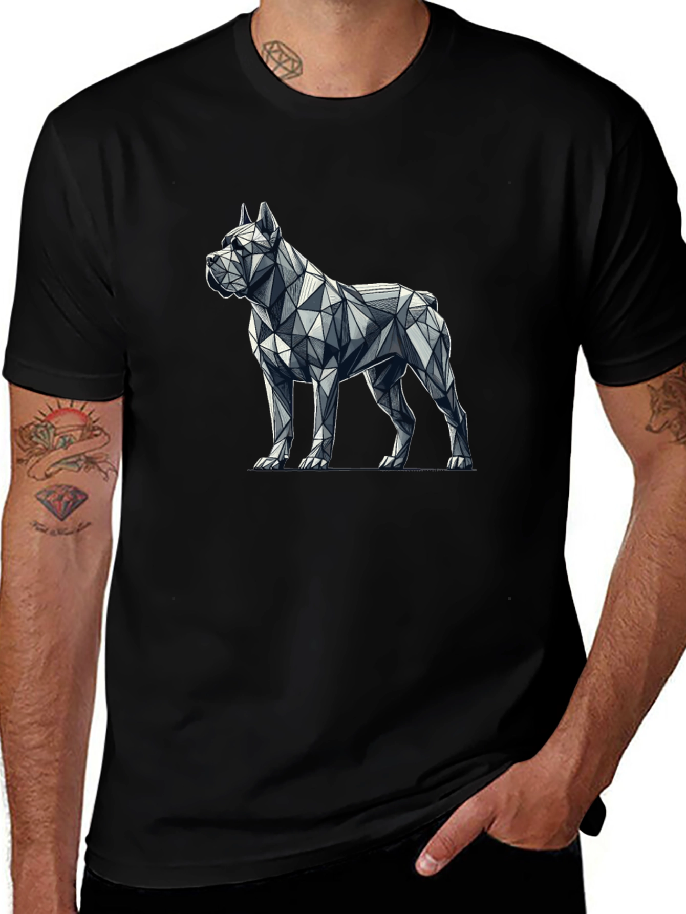 Geometric Dog Graphic Tee - Modern Menswear