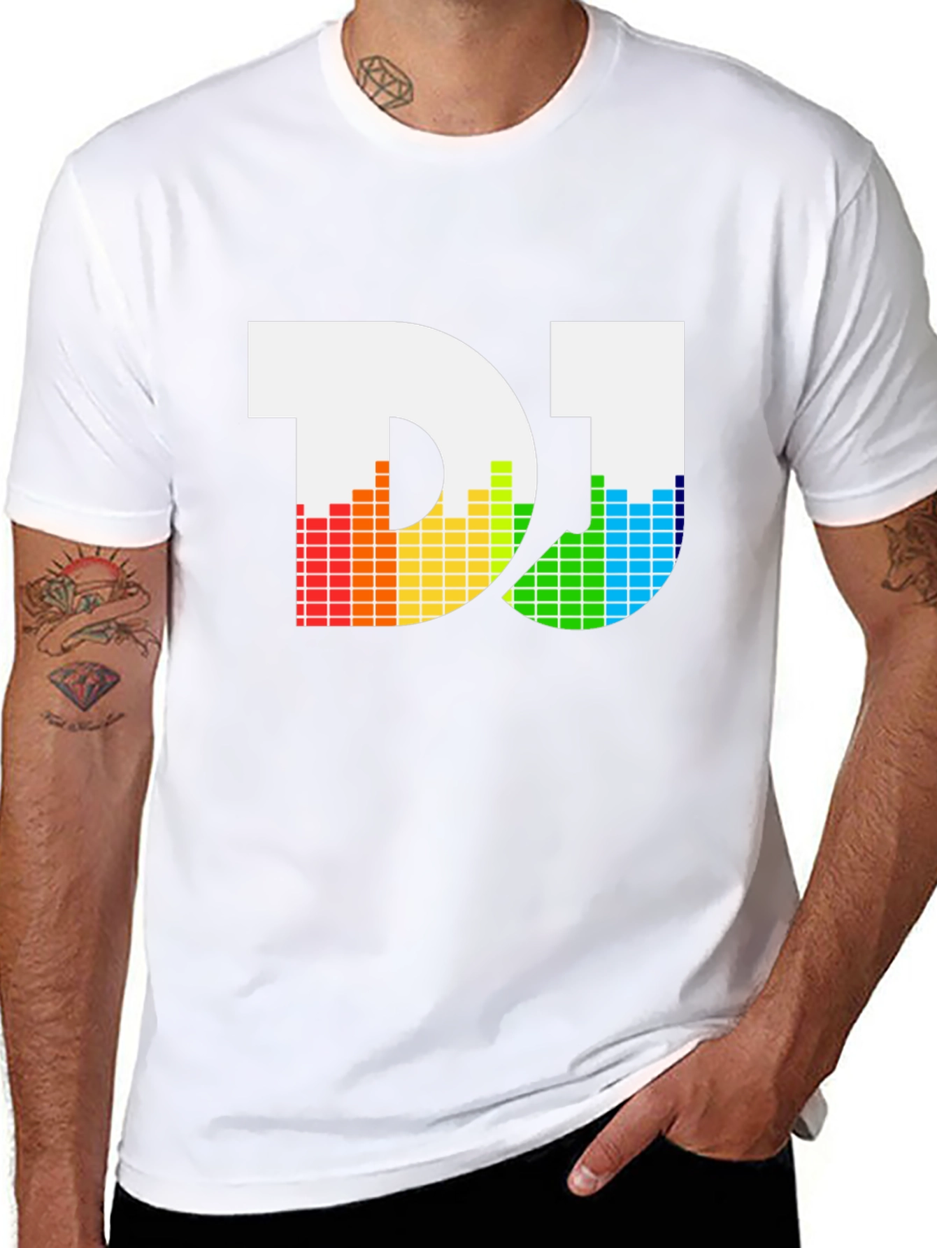 DJ Rainbow Equalizer Graphic Tee - Black