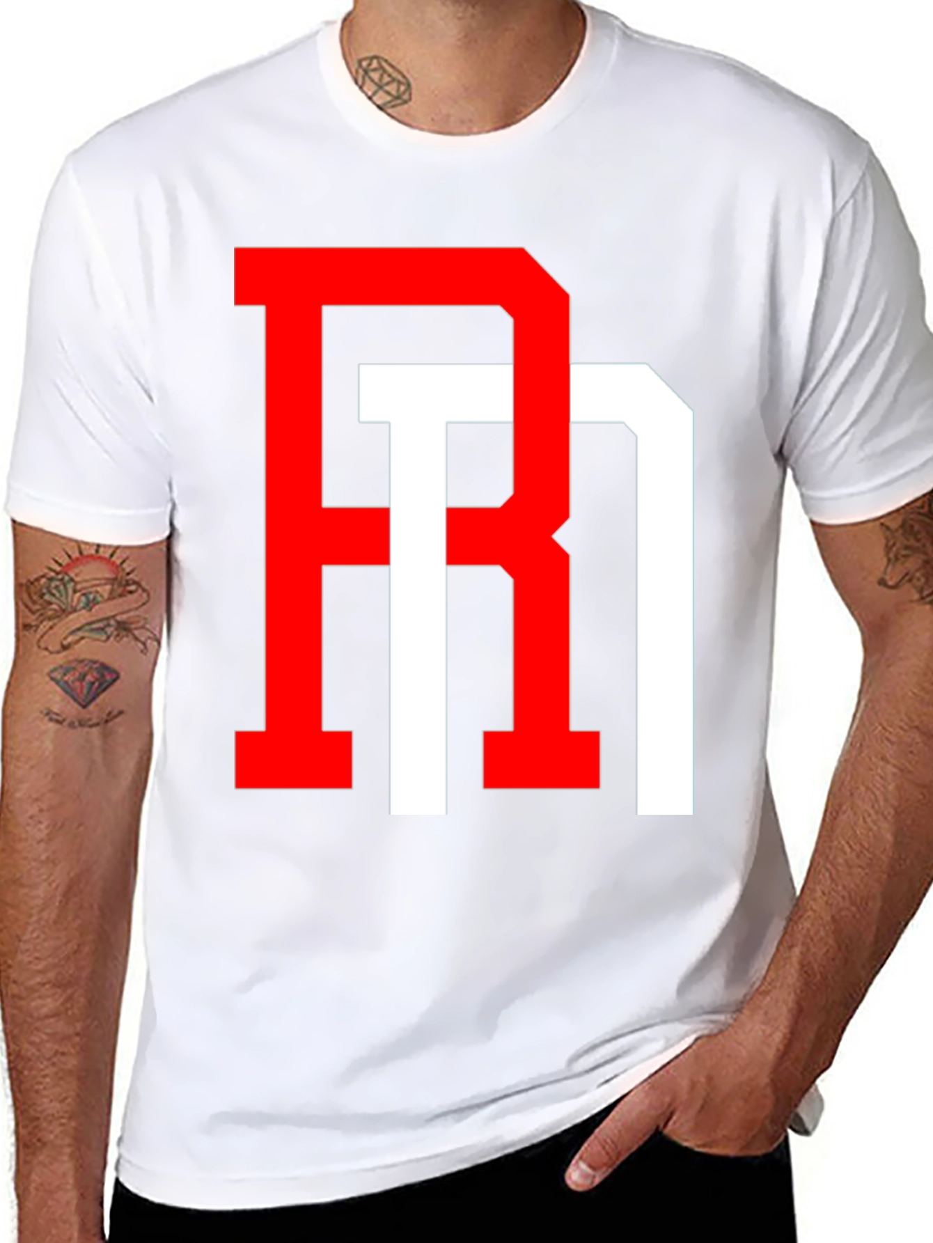 Bold Initial Graphic T-Shirt - Red and White Design