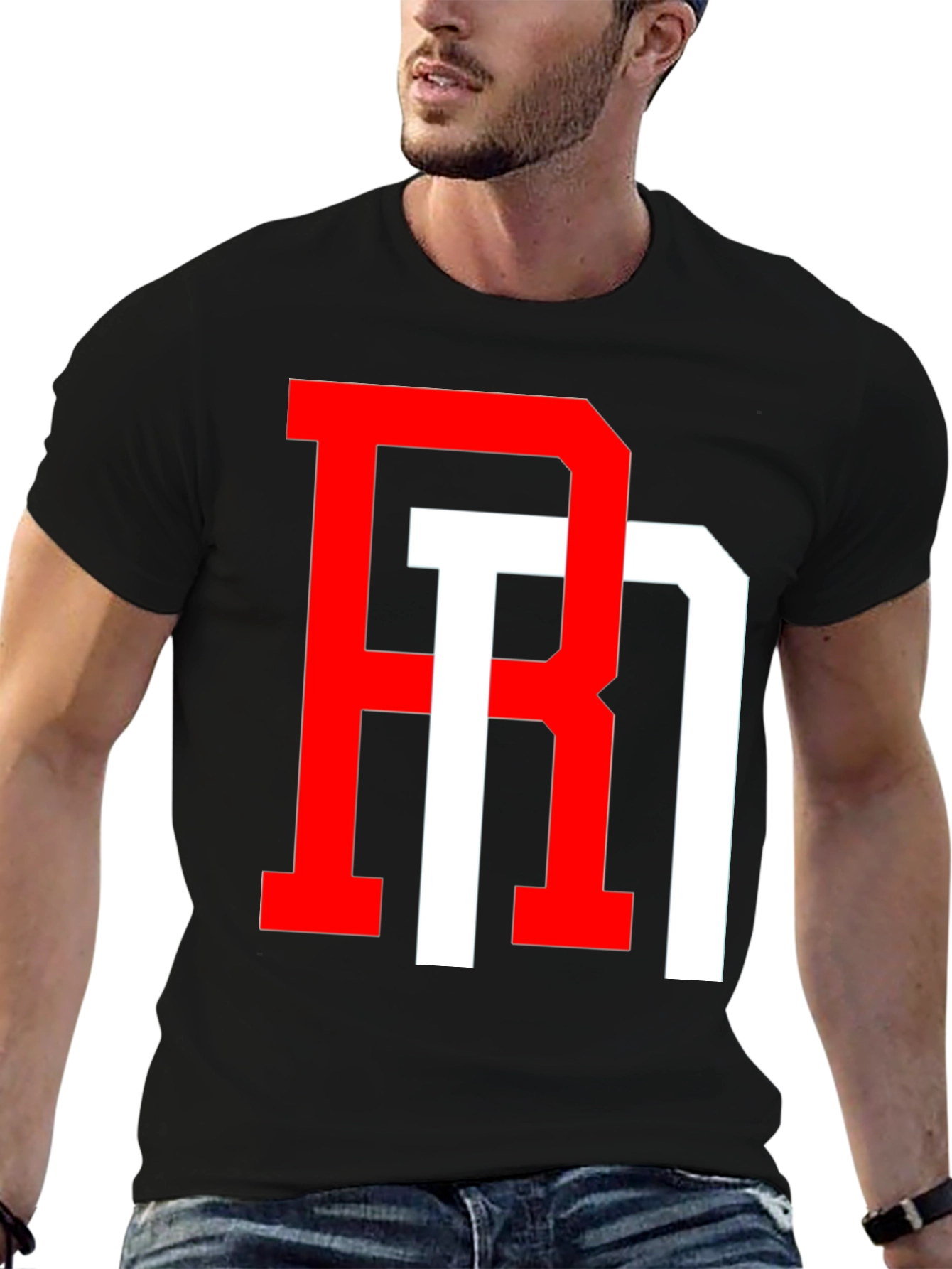 Bold Initial Graphic T-Shirt - Red and White Design