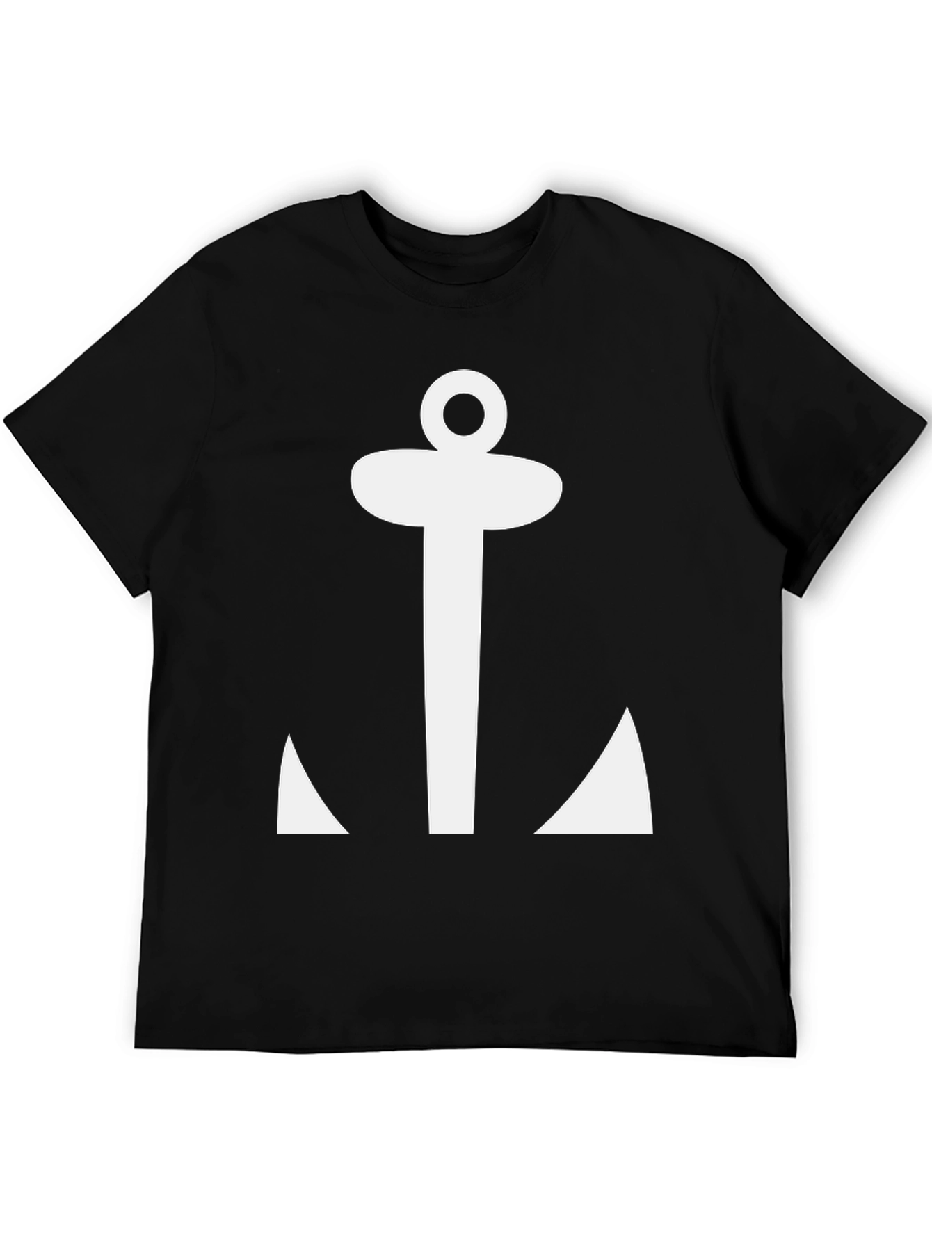 Nautical Anchor Graphic Tee - Black Cotton T-Shirt