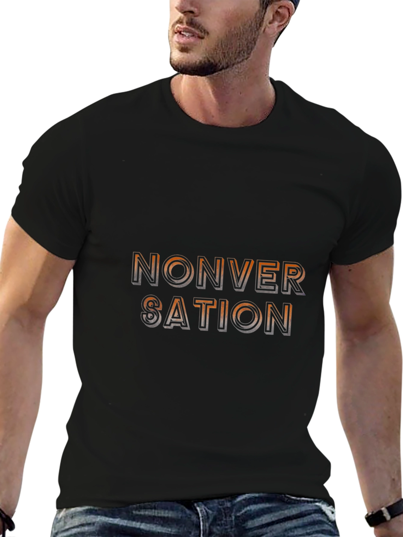 Nonversation Graphic Tee - Black Cotton Casual Shirt