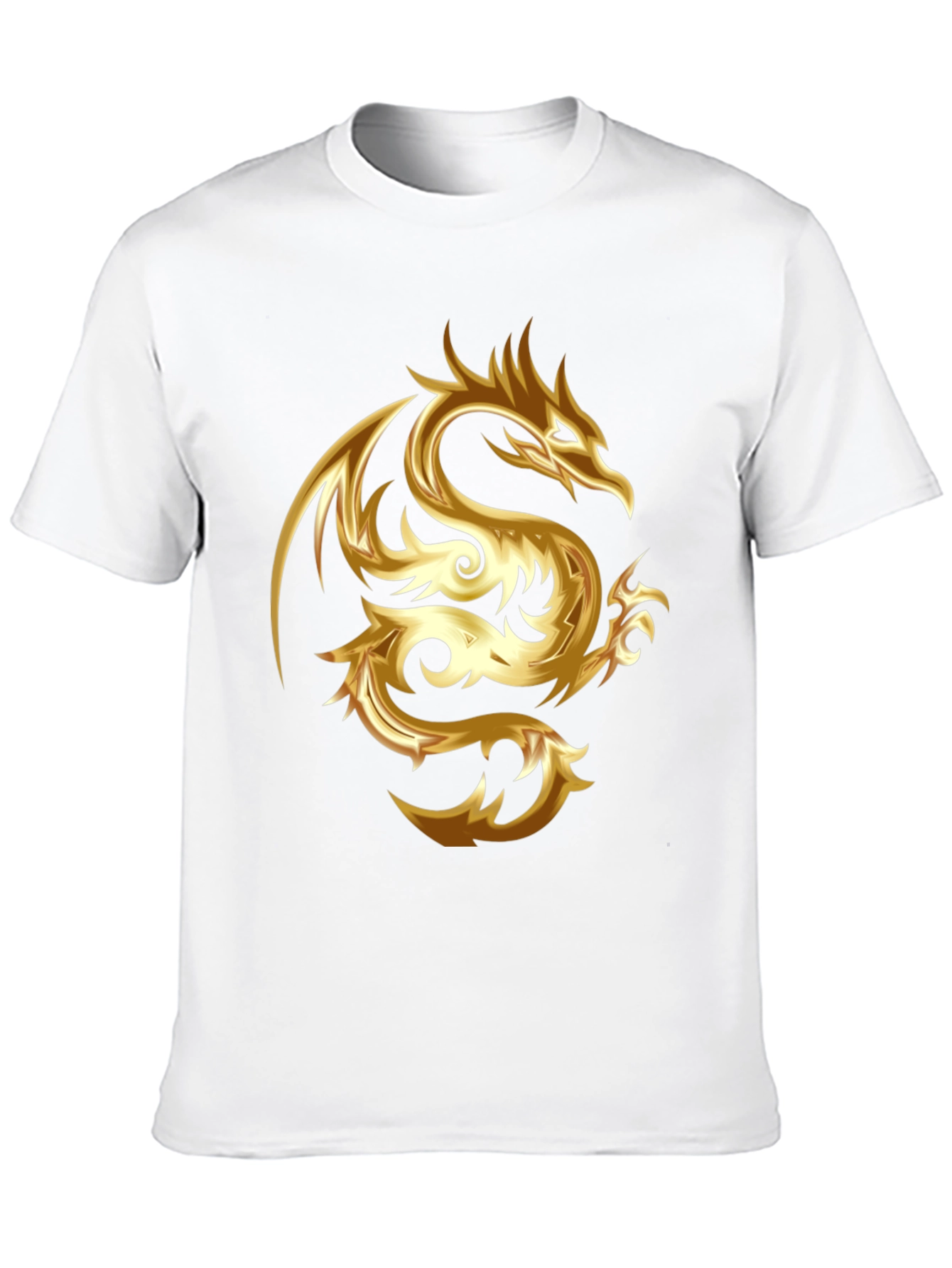 Golden Dragon Graphic Print Black T-Shirt