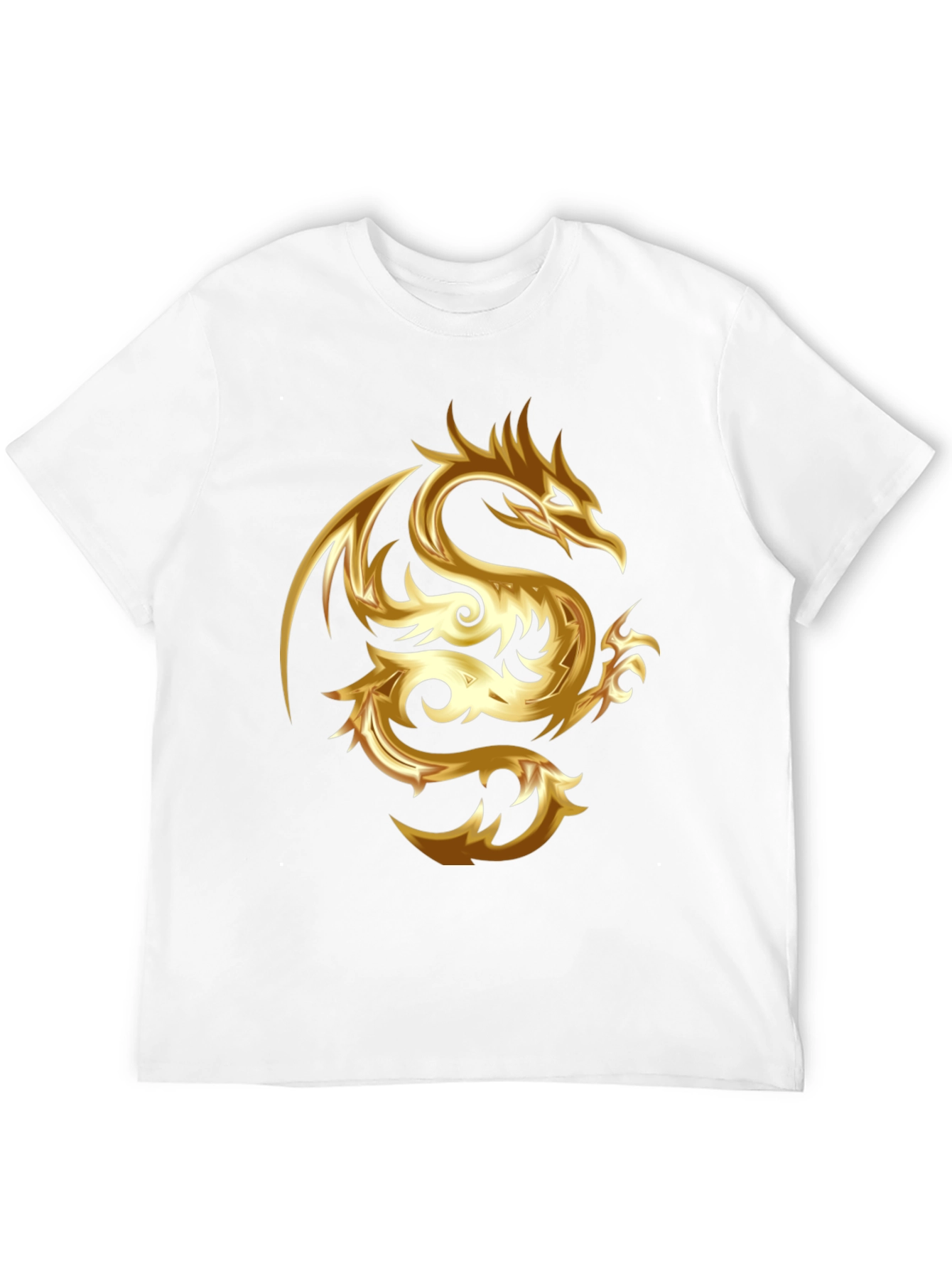Golden Dragon Graphic Print Black T-Shirt