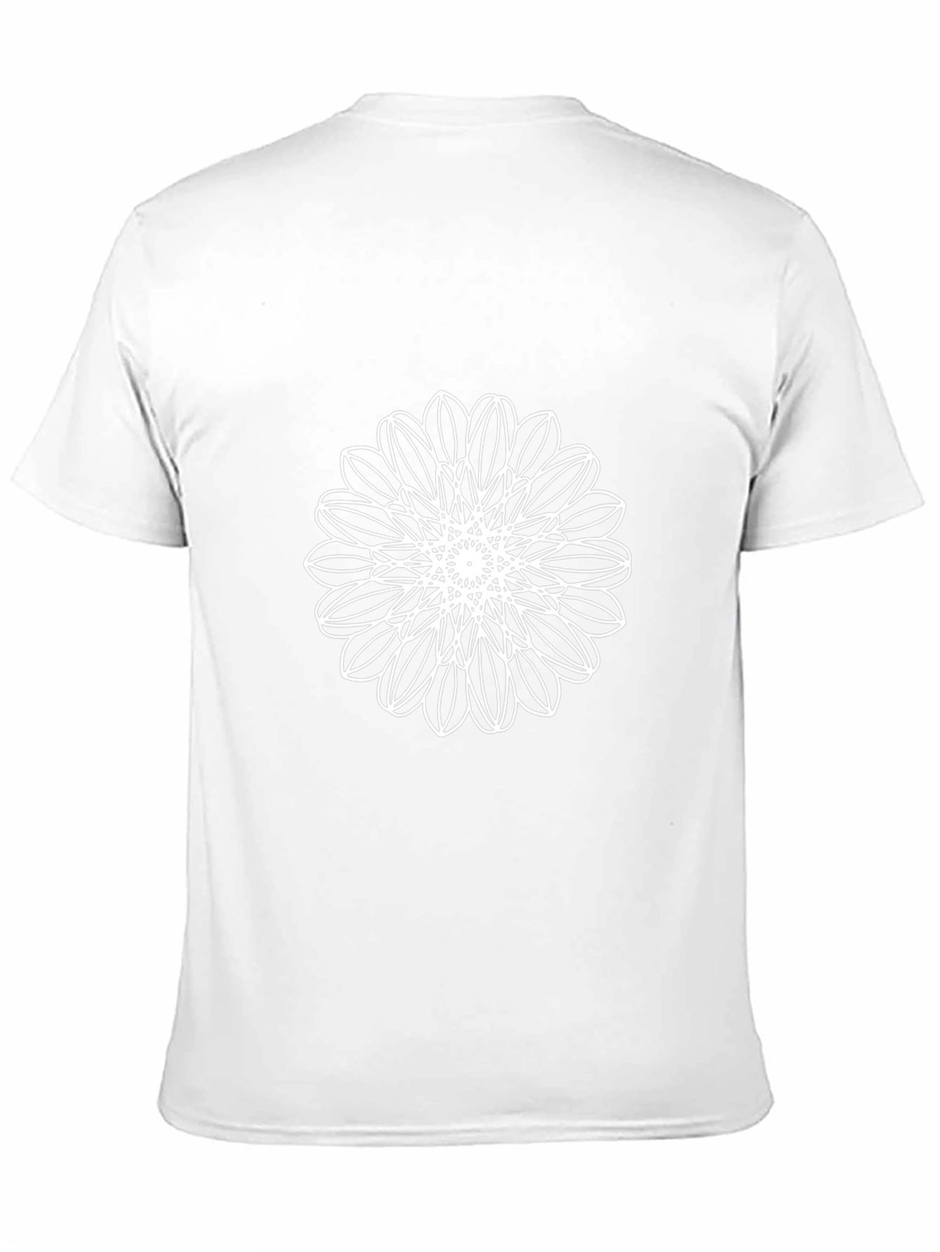 Black T-Shirt with White Floral Mandala Design