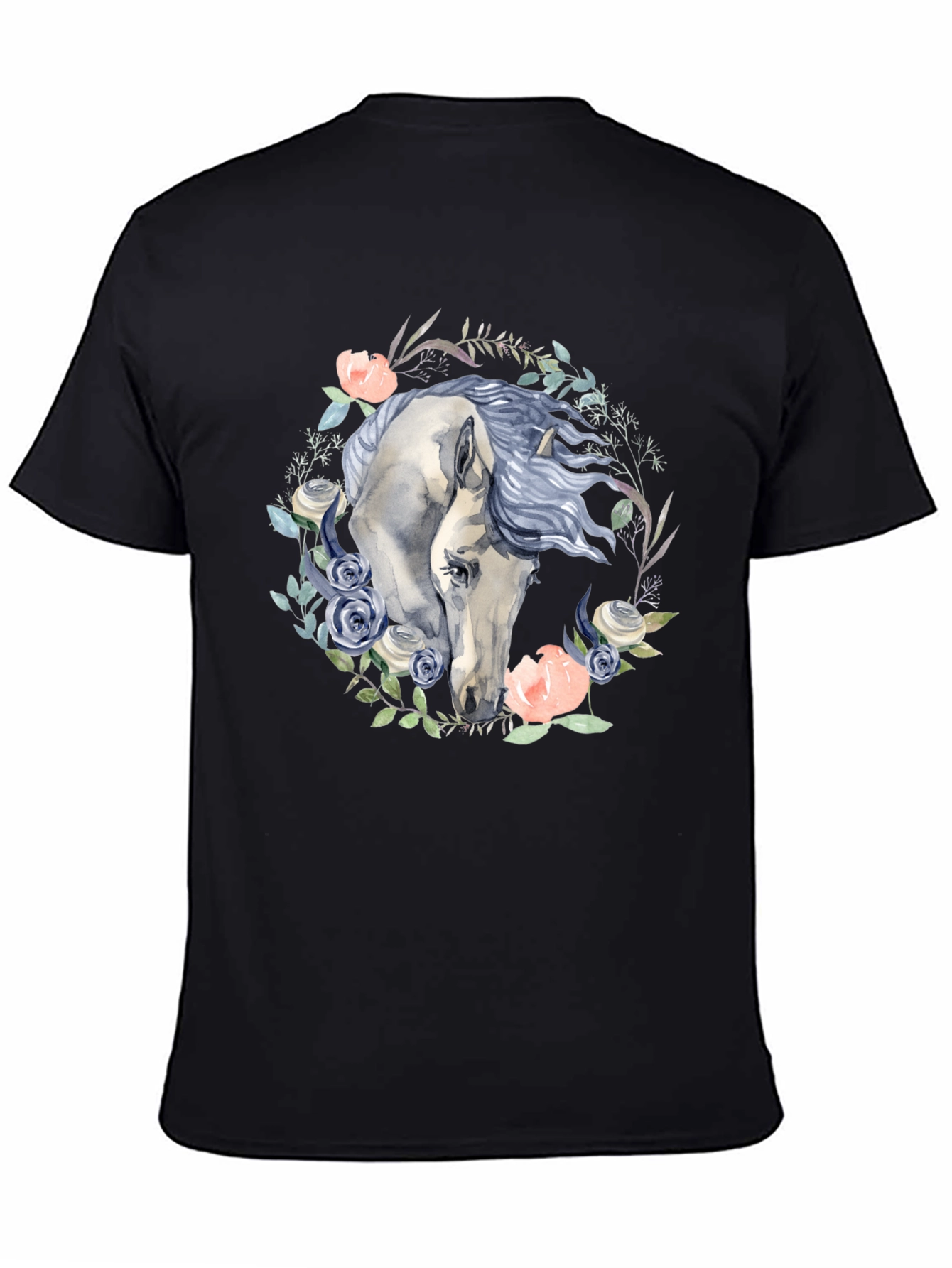 Floral Horse Graphic Tee - Black