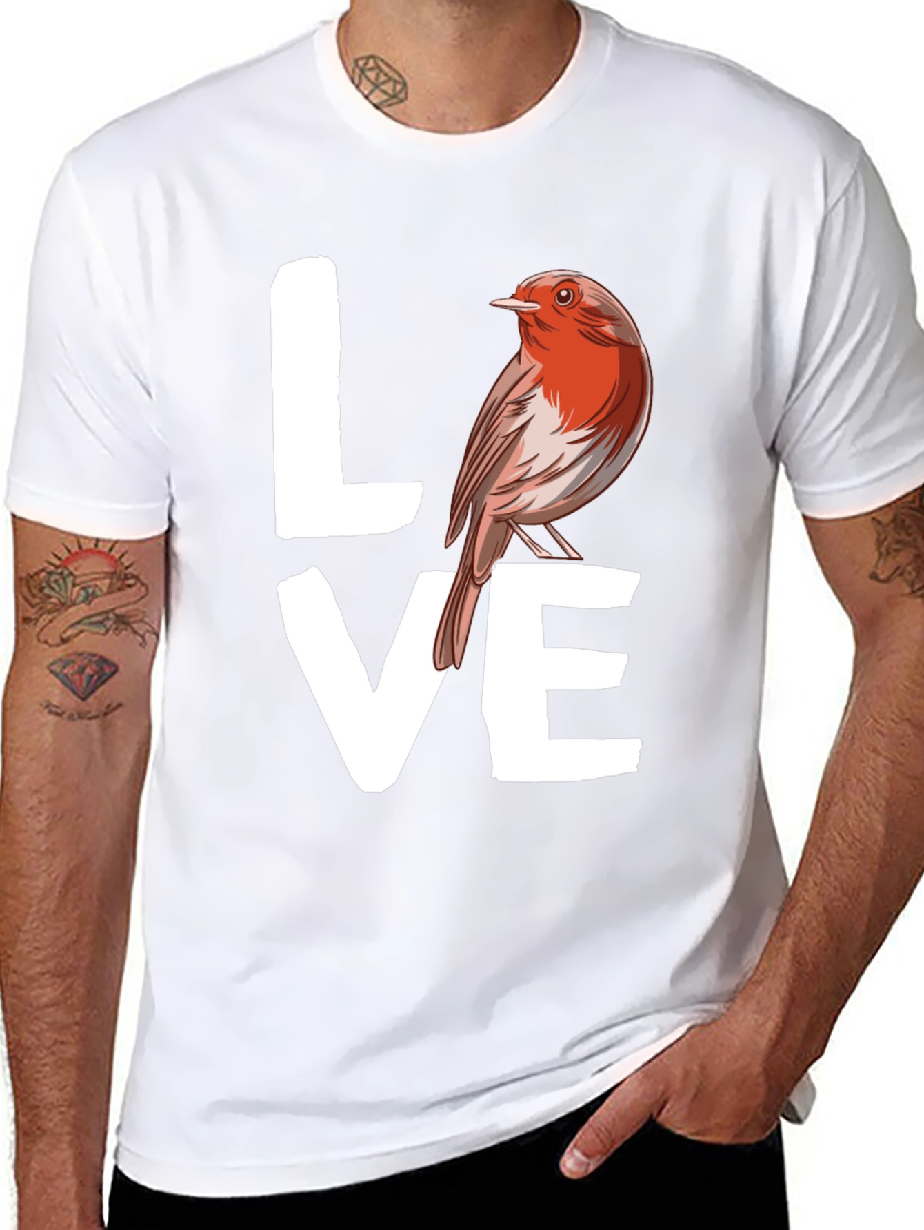 Love Bird Graphic Tee - Black Cotton T-Shirt