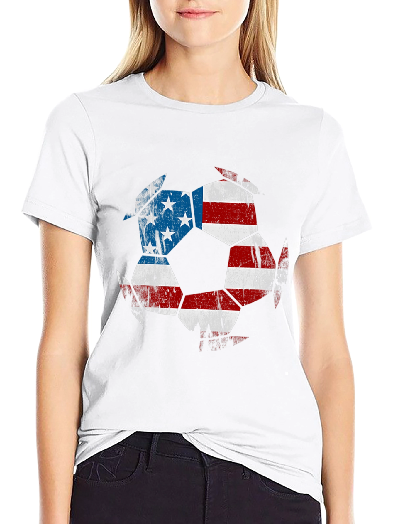 USA Flag Soccer Ball Graphic T-Shirt
