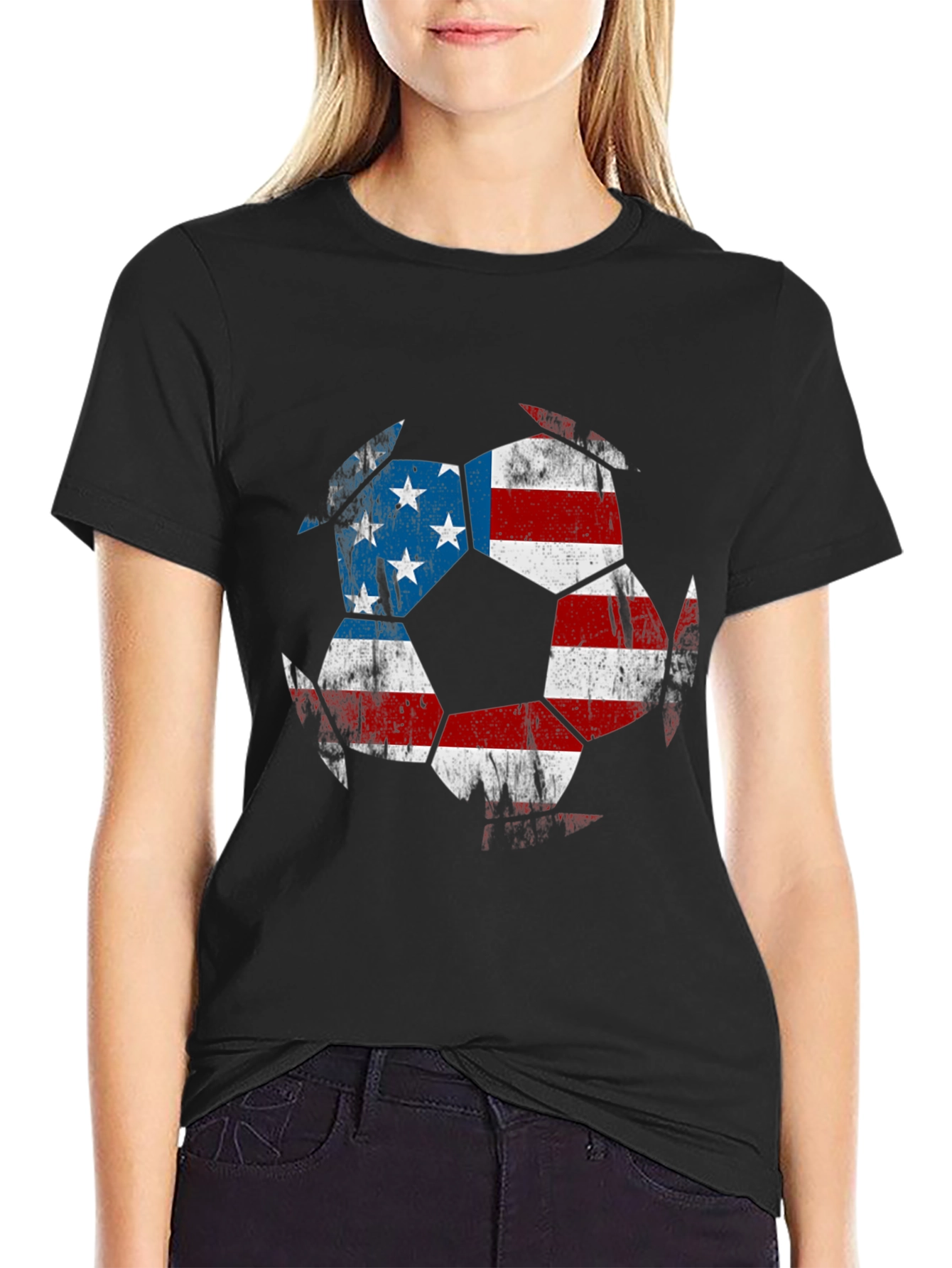USA Flag Soccer Ball Graphic T-Shirt