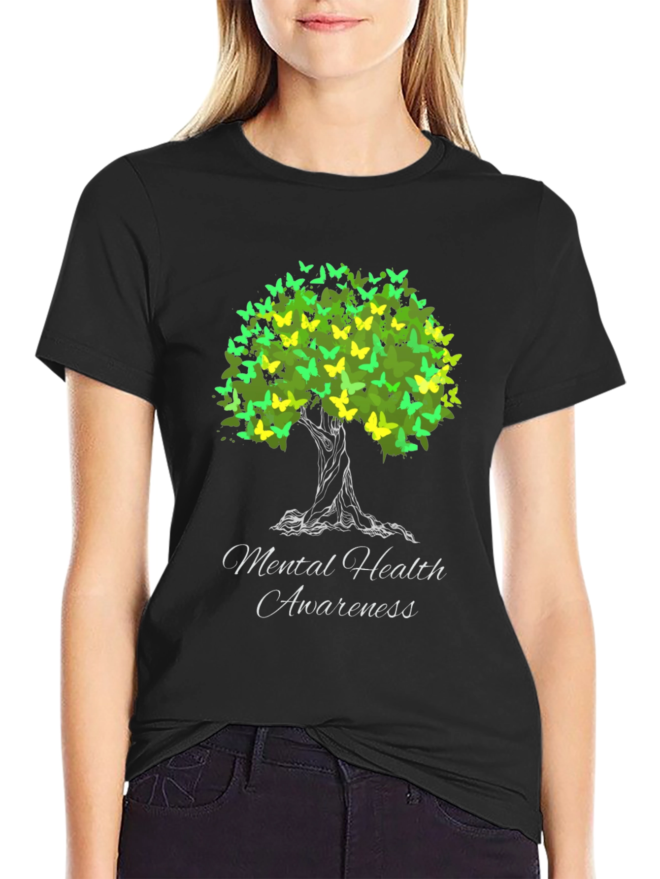 Mental Health Awareness Butterfly Tree T-Shirt