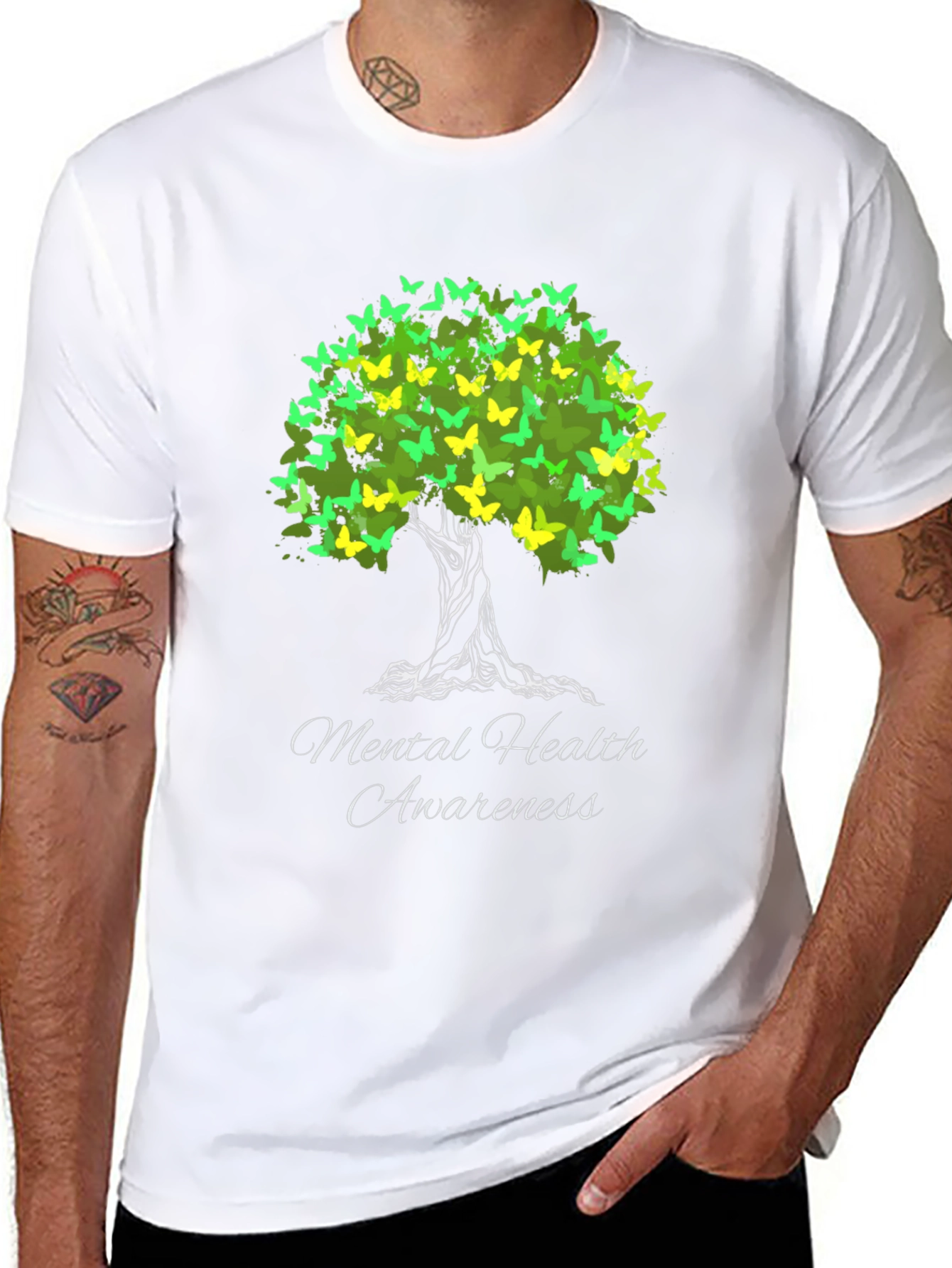Mental Health Awareness Butterfly Tree T-Shirt