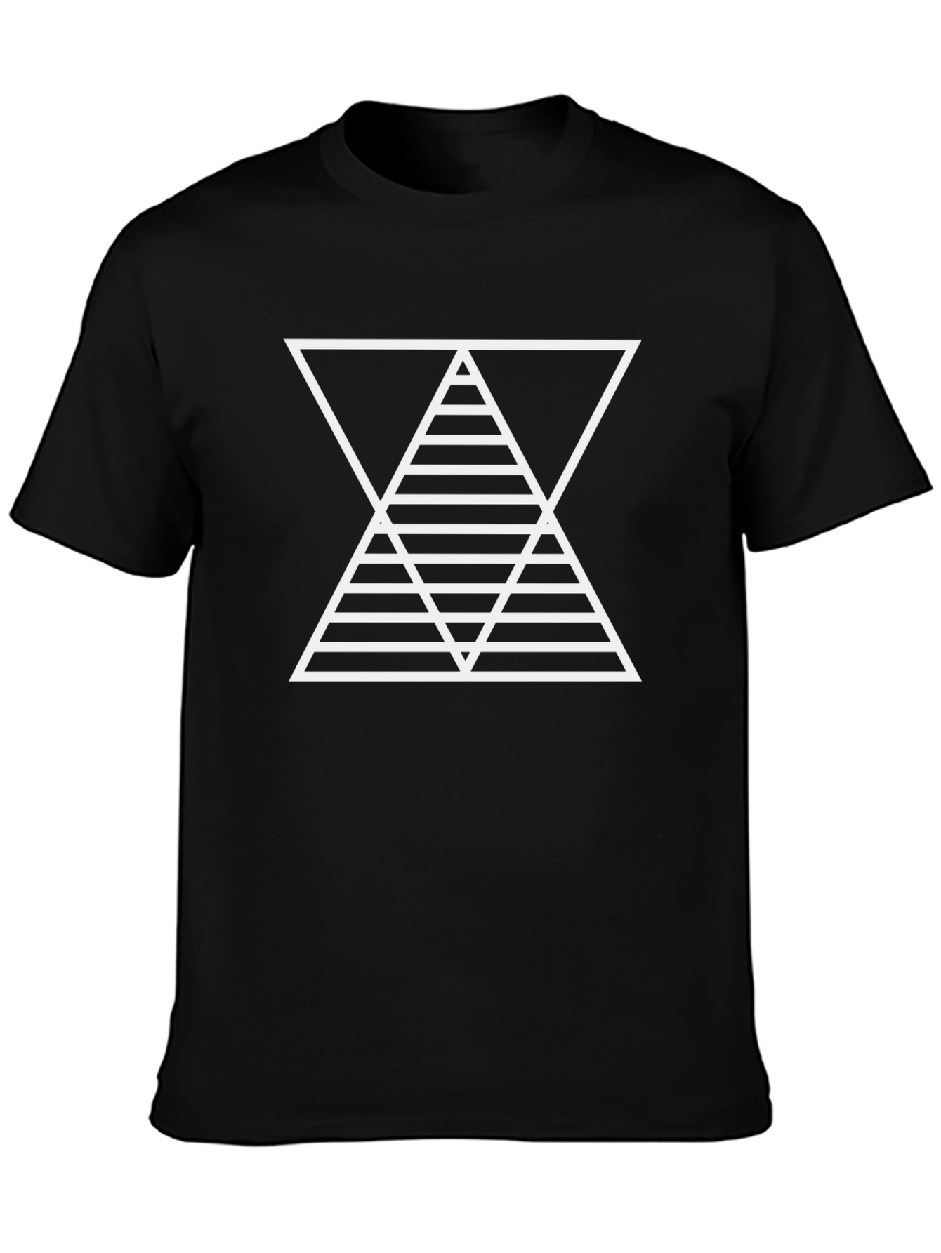 Geometric Triangle Graphic Print Black T-Shirt
