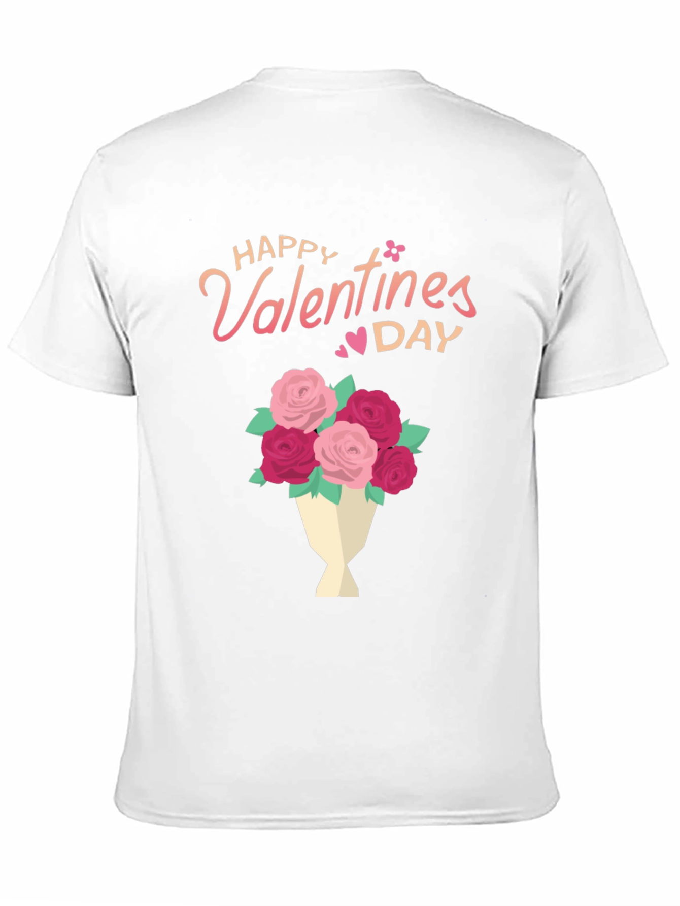 Happy Valentines Day Floral Bouquet Black T-Shirt