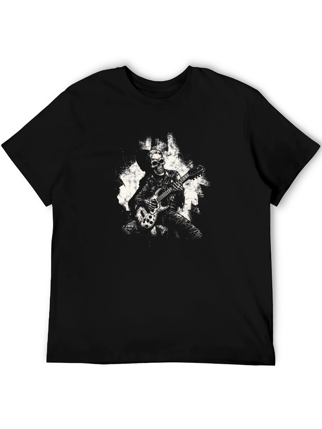 Skeleton Guitarist Graphic Tee - Rock Style
