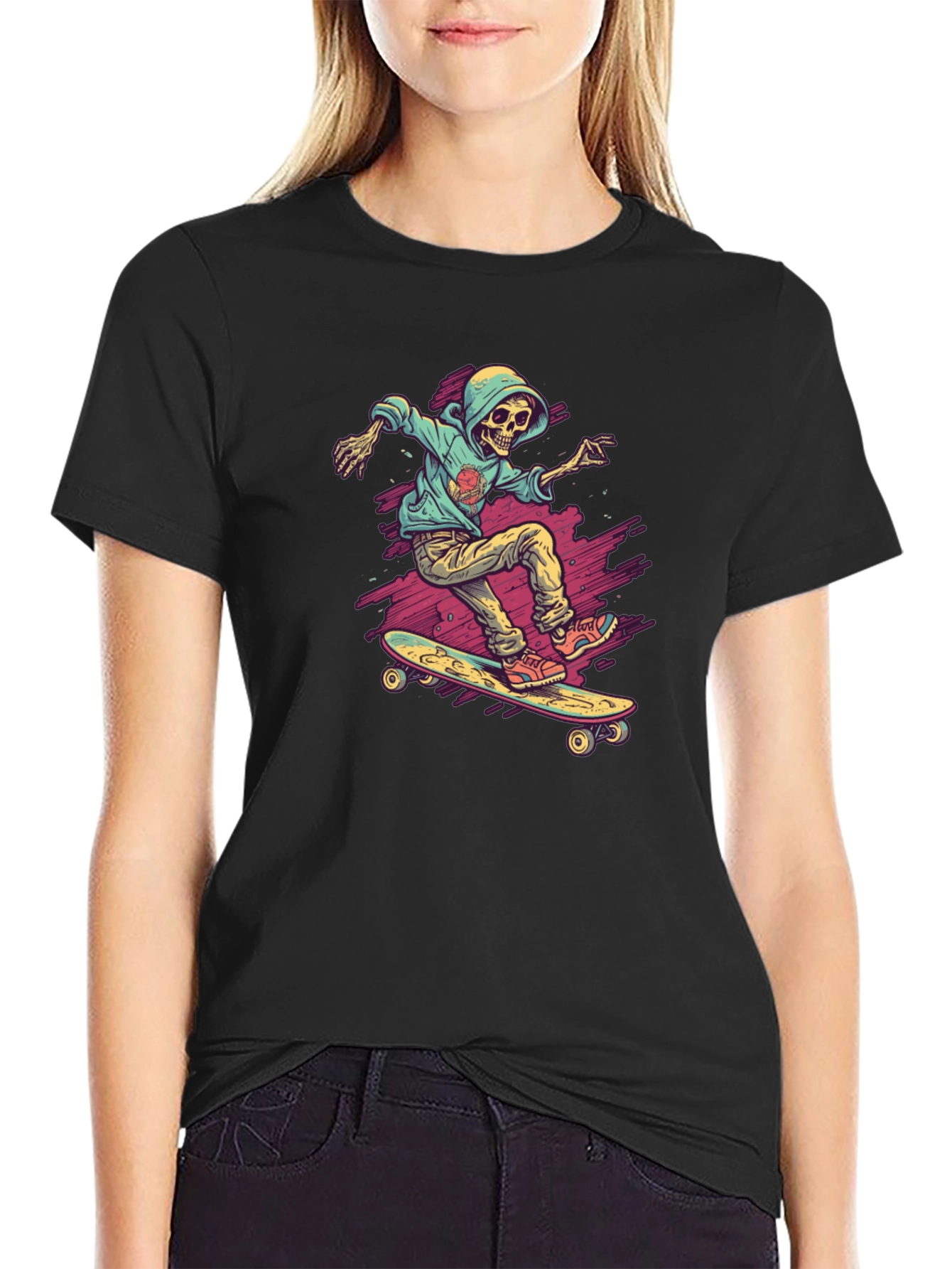 Skateboarding Skeleton Graphic Tee