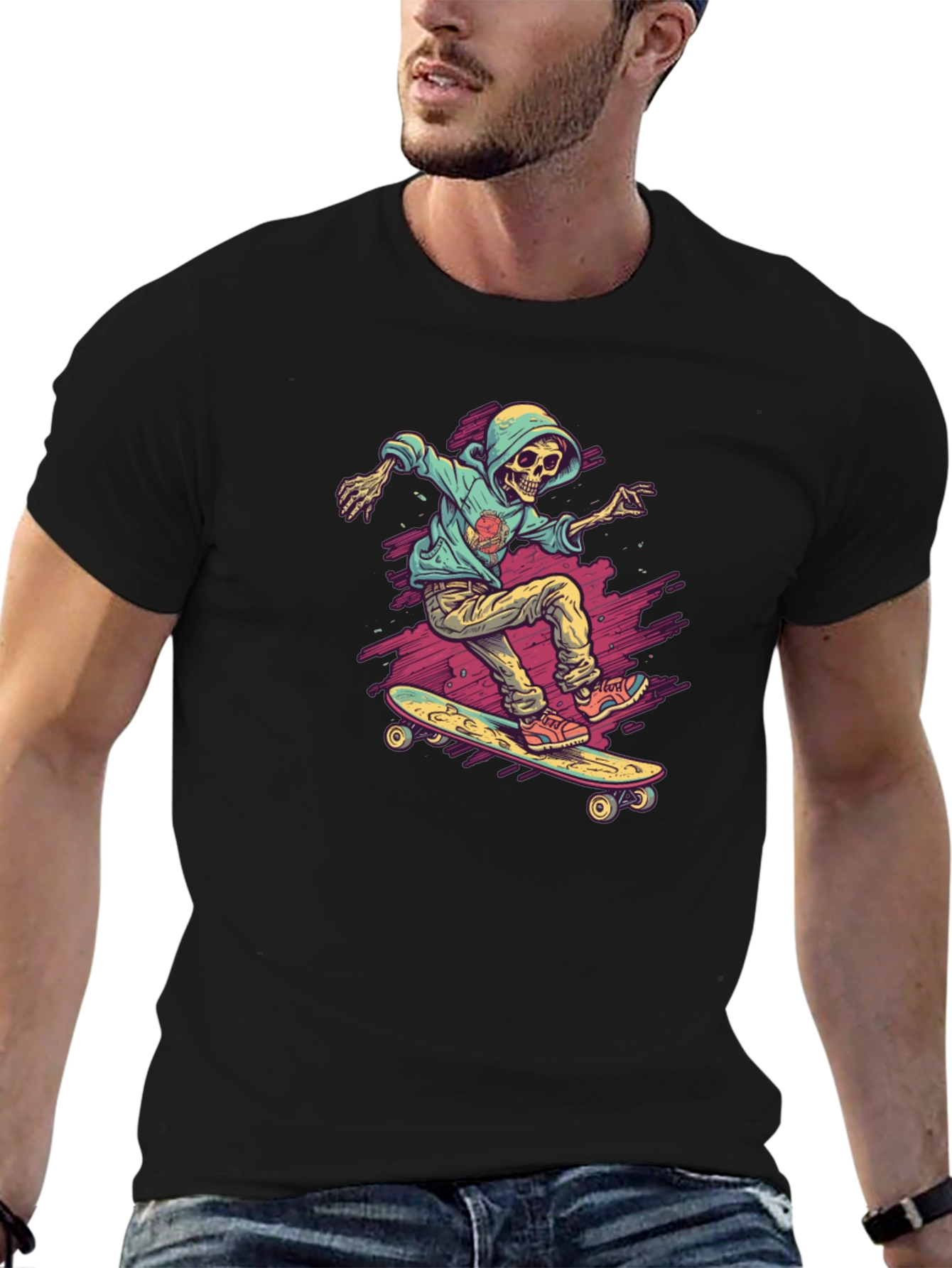 Skateboarding Skeleton Graphic Tee
