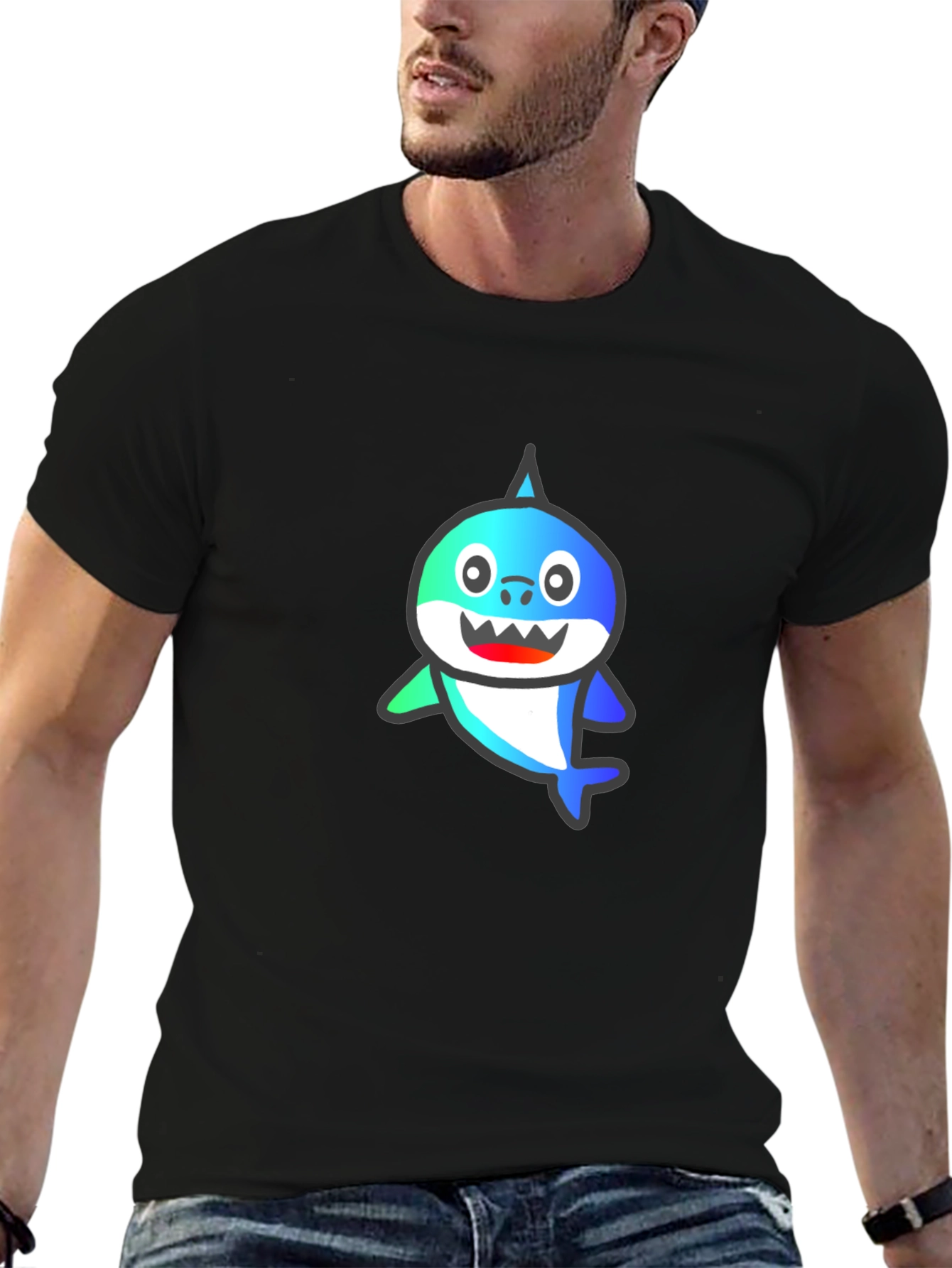 Baby Shark Black T-Shirt - Fun Cartoon Tee