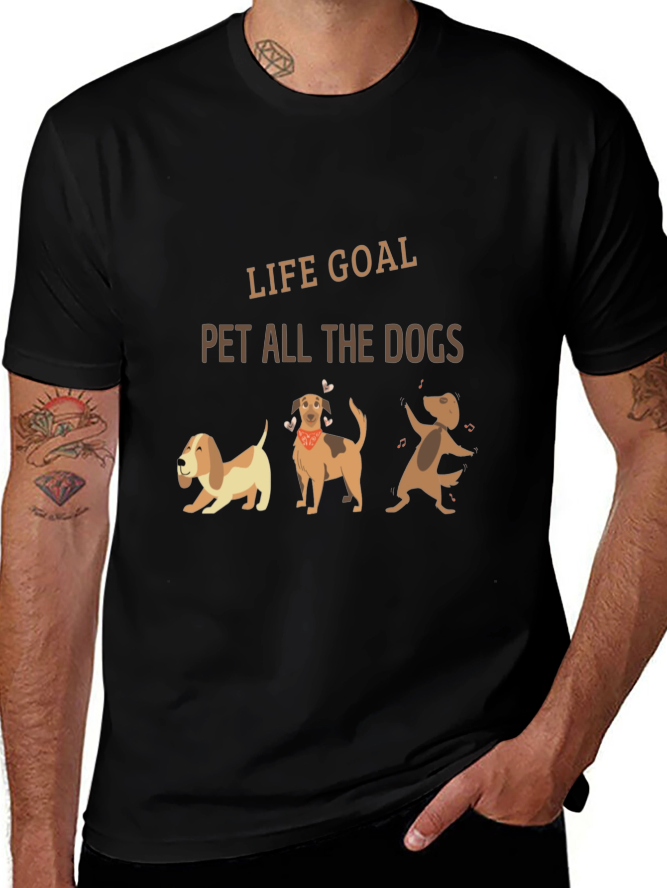 Life Goal Pet All The Dogs Black T-Shirt