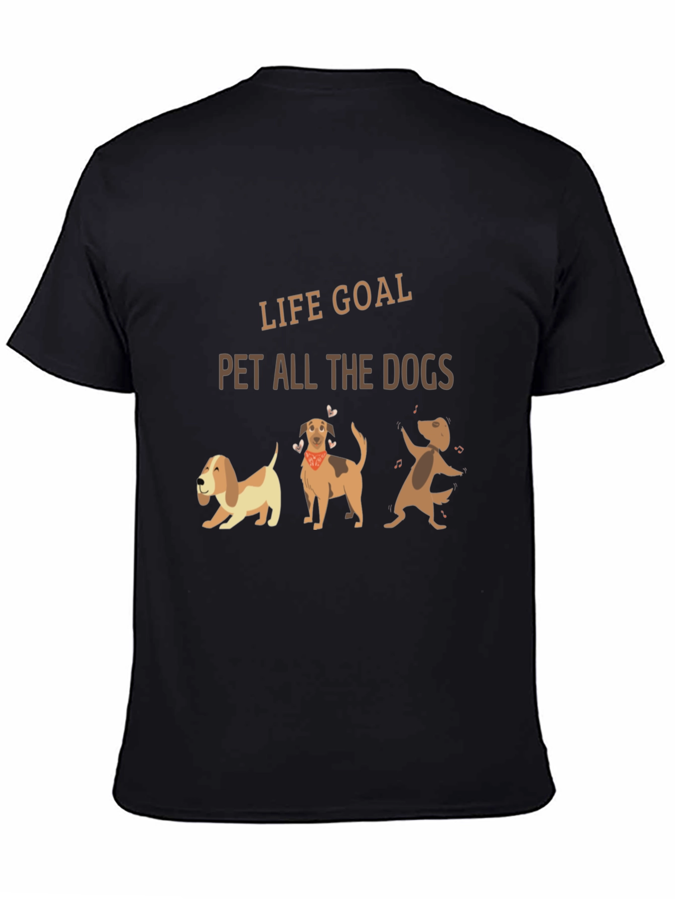 Life Goal Pet All The Dogs Black T-Shirt