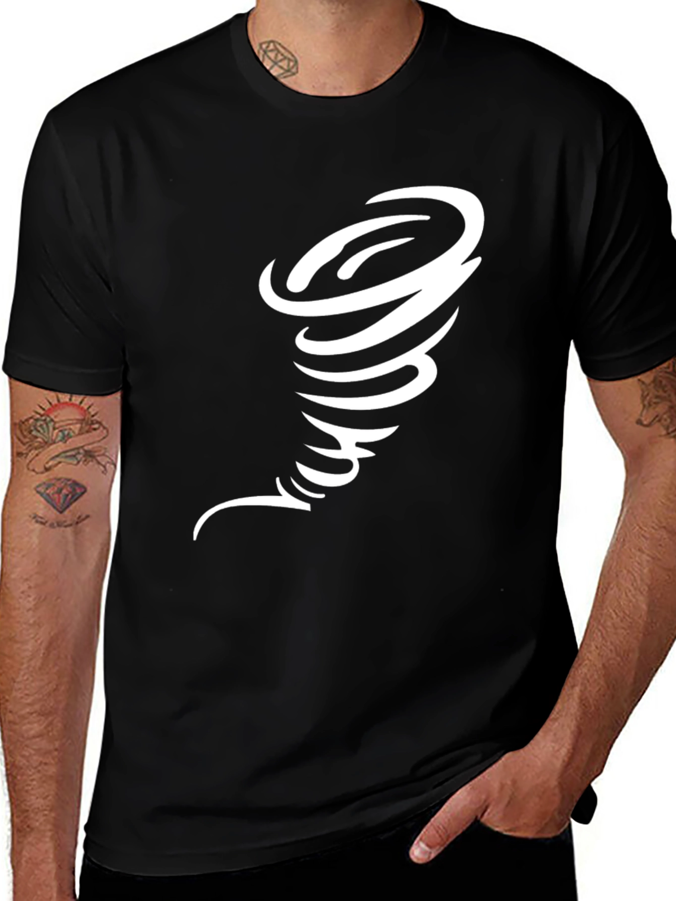 Tornado Graphic Print Black T-Shirt