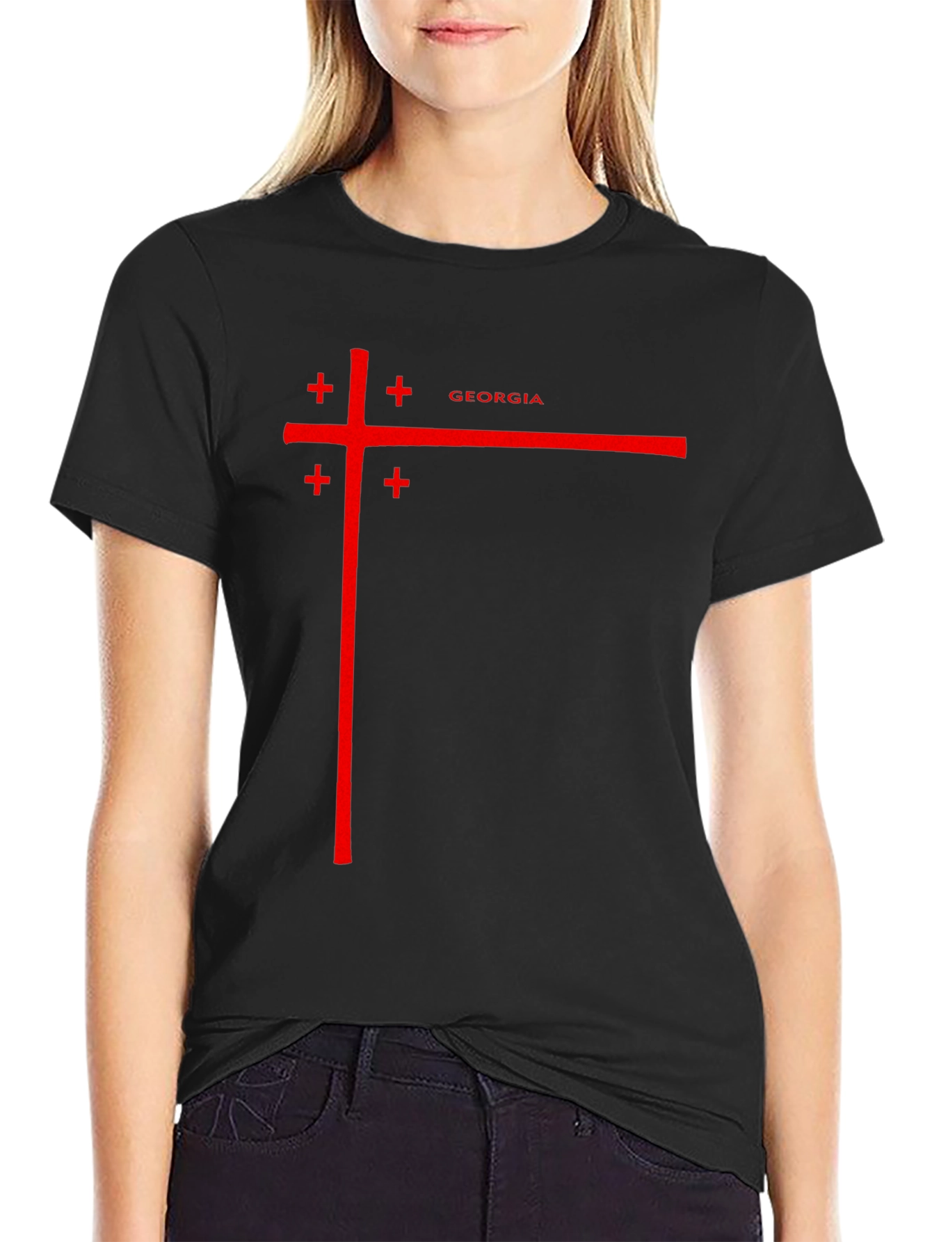 Georgia Flag T-Shirt - Black Cotton Tee