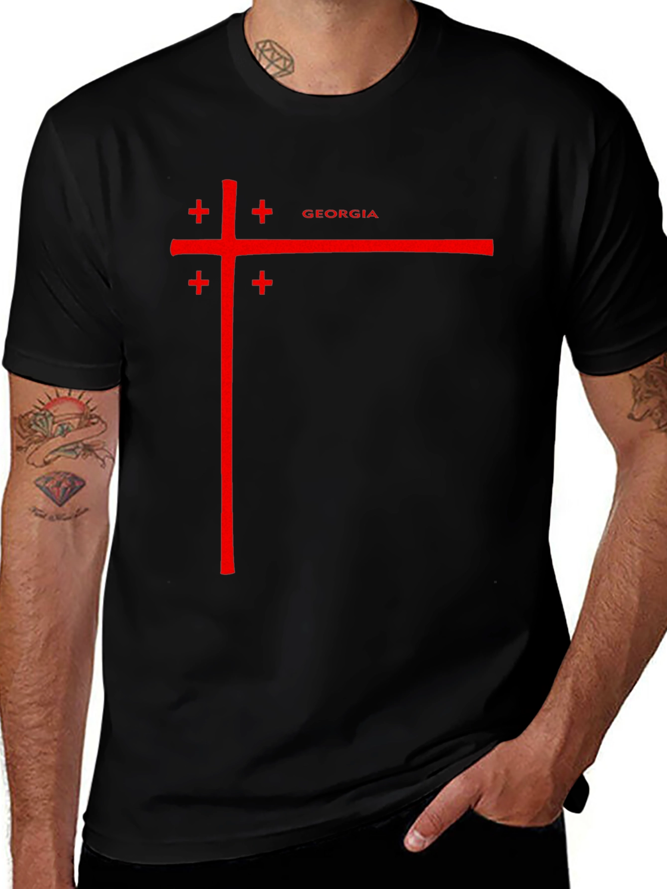 Georgia Flag T-Shirt - Black Cotton Tee