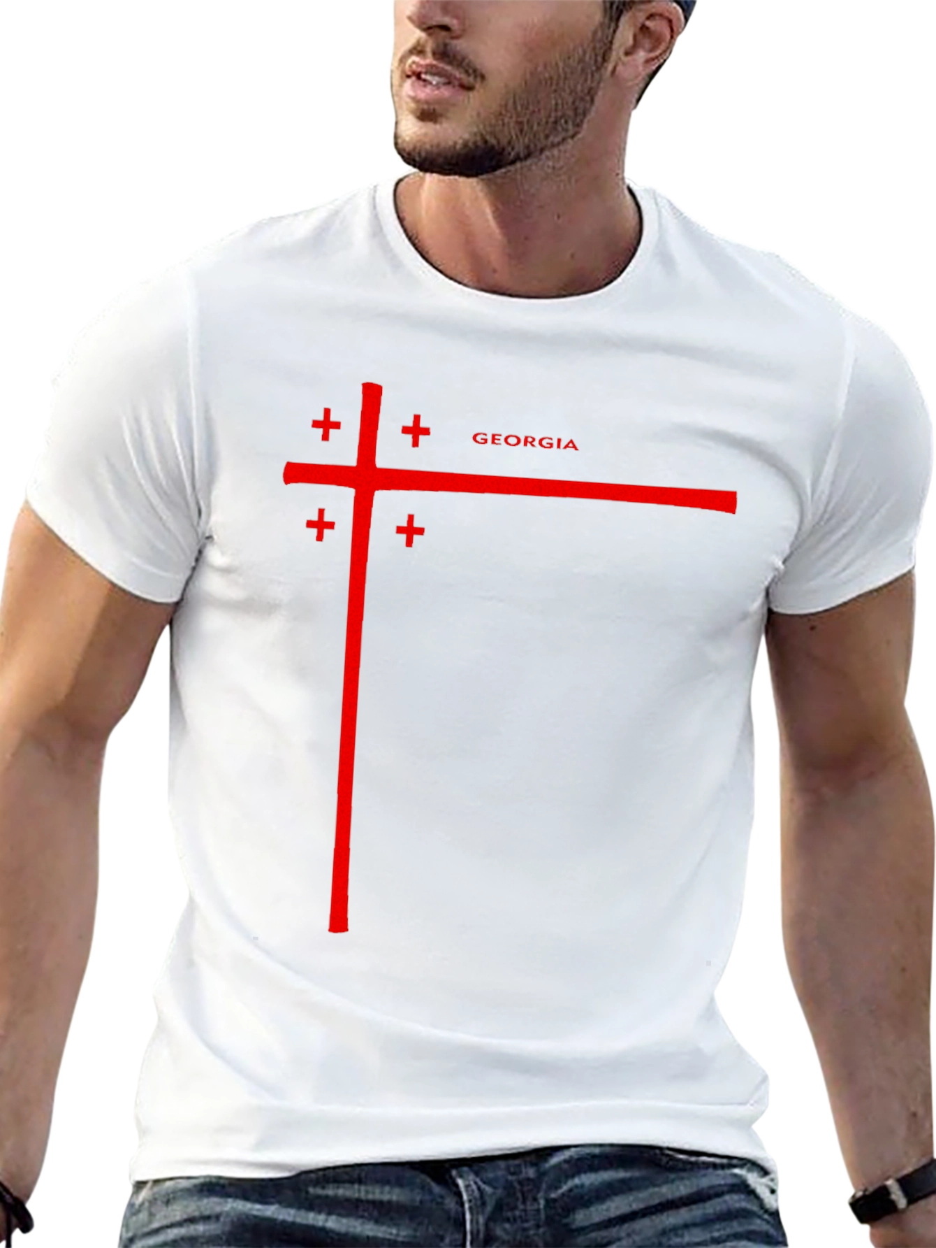 Georgia Flag T-Shirt - Black Cotton Tee