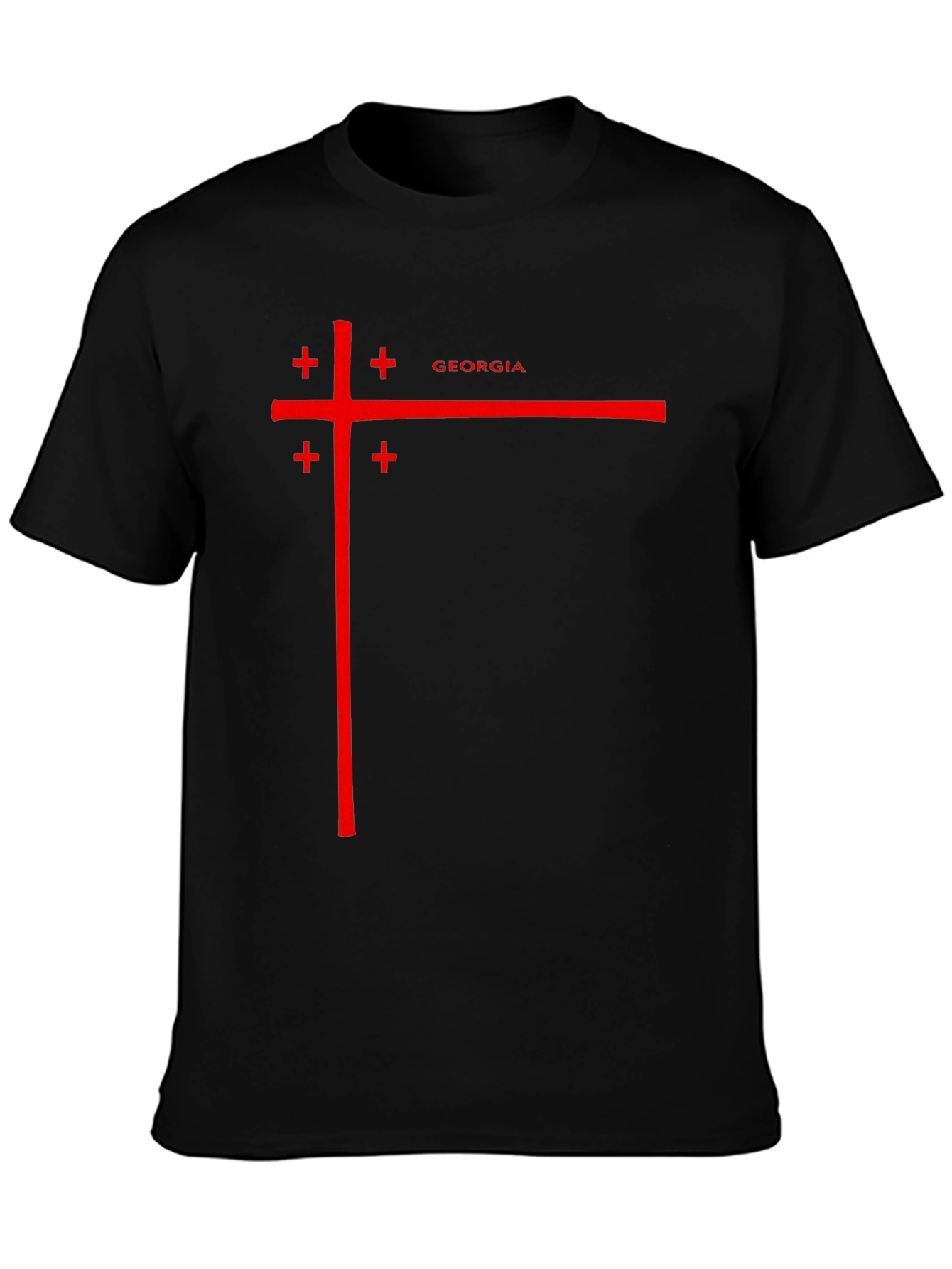 Georgia Flag T-Shirt - Black Cotton Tee
