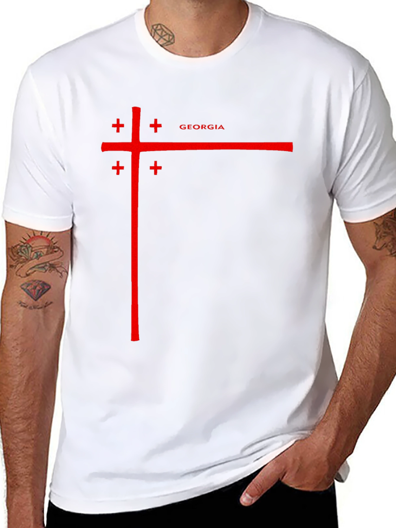 Georgia Flag T-Shirt - Black Cotton Tee