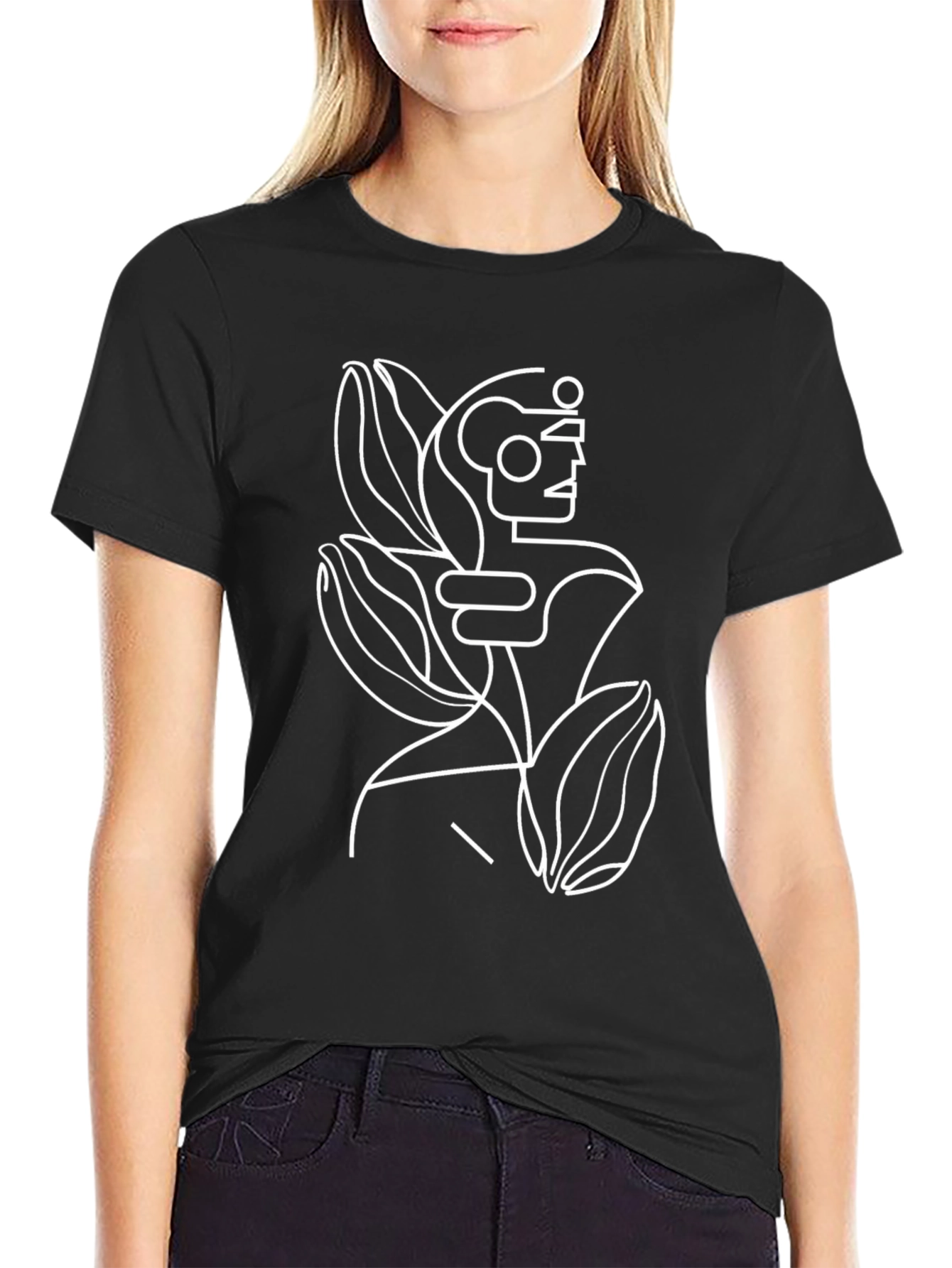 Abstract Line Art Graphic T-Shirt