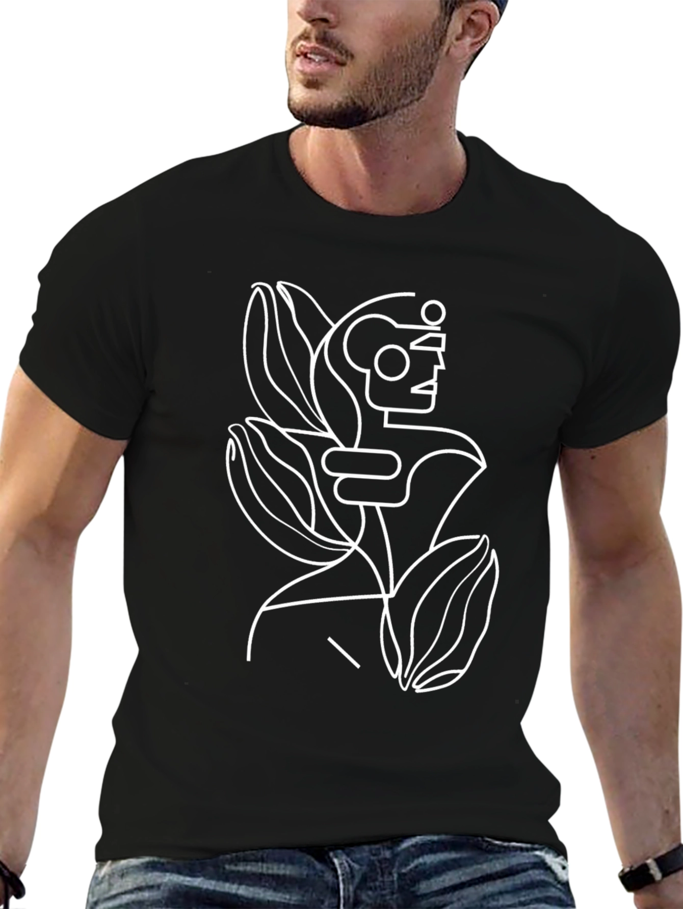 Abstract Line Art Graphic T-Shirt
