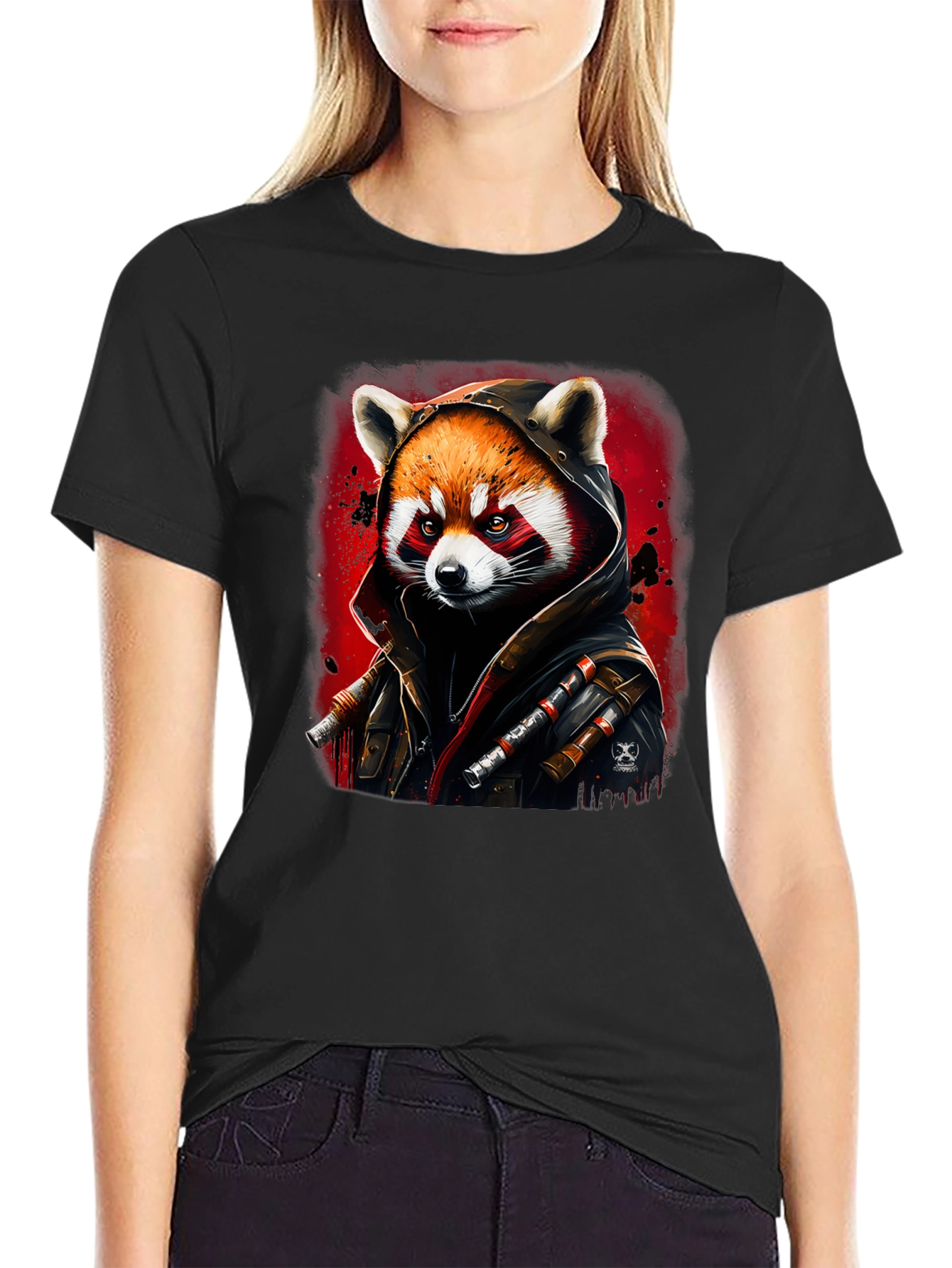 Red Panda Rogue Black T-Shirt