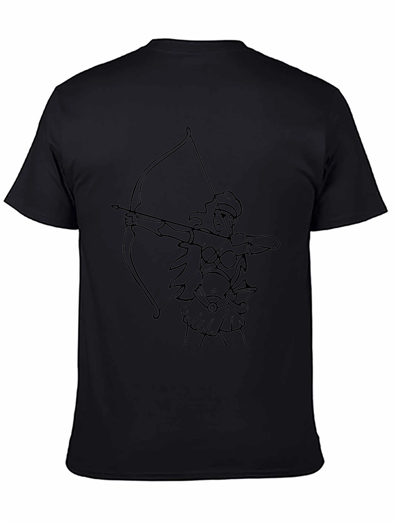 Archer Woman Line Art Black T-Shirt