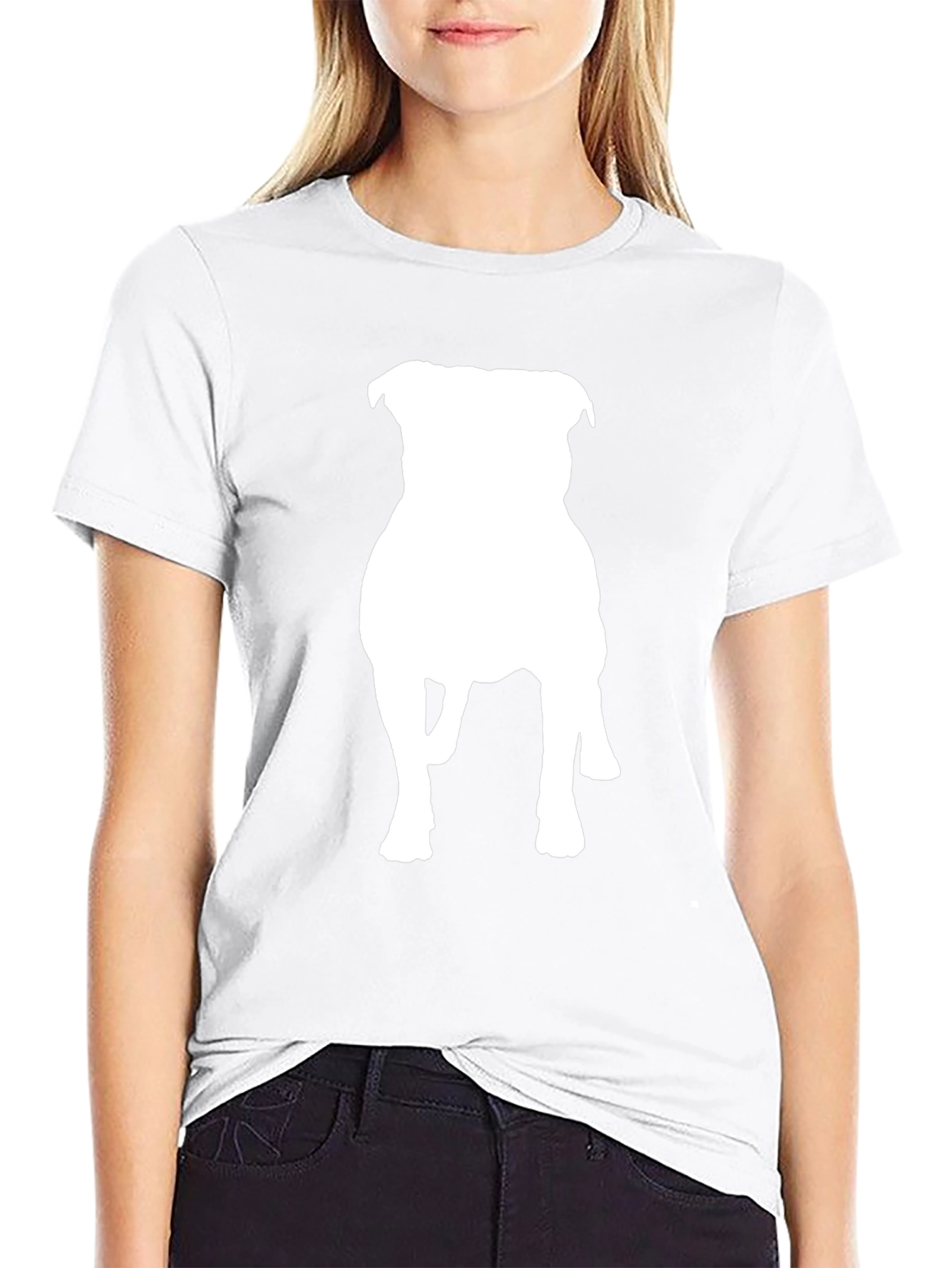 Black T-Shirt with White Dog Silhouette