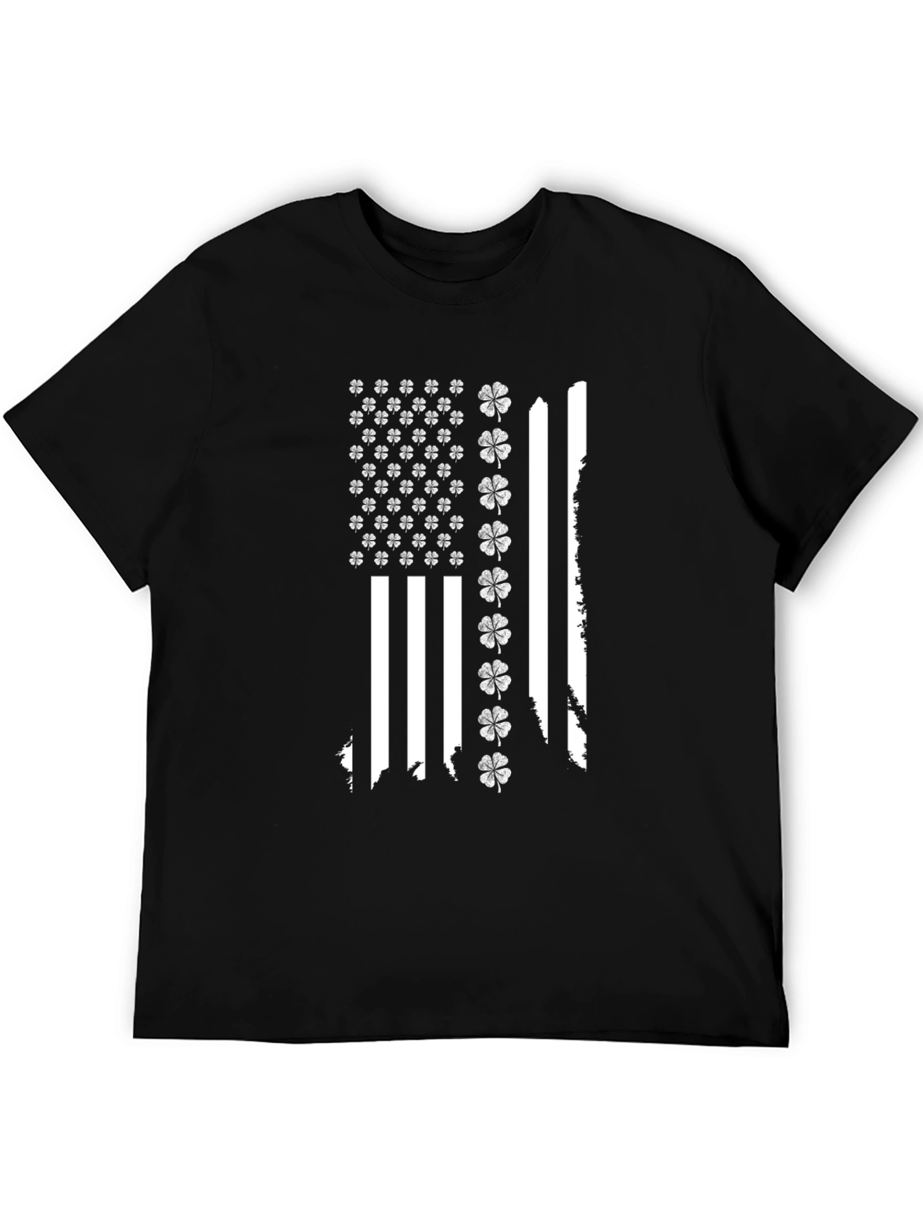 Shamrock American Flag Black T-Shirt