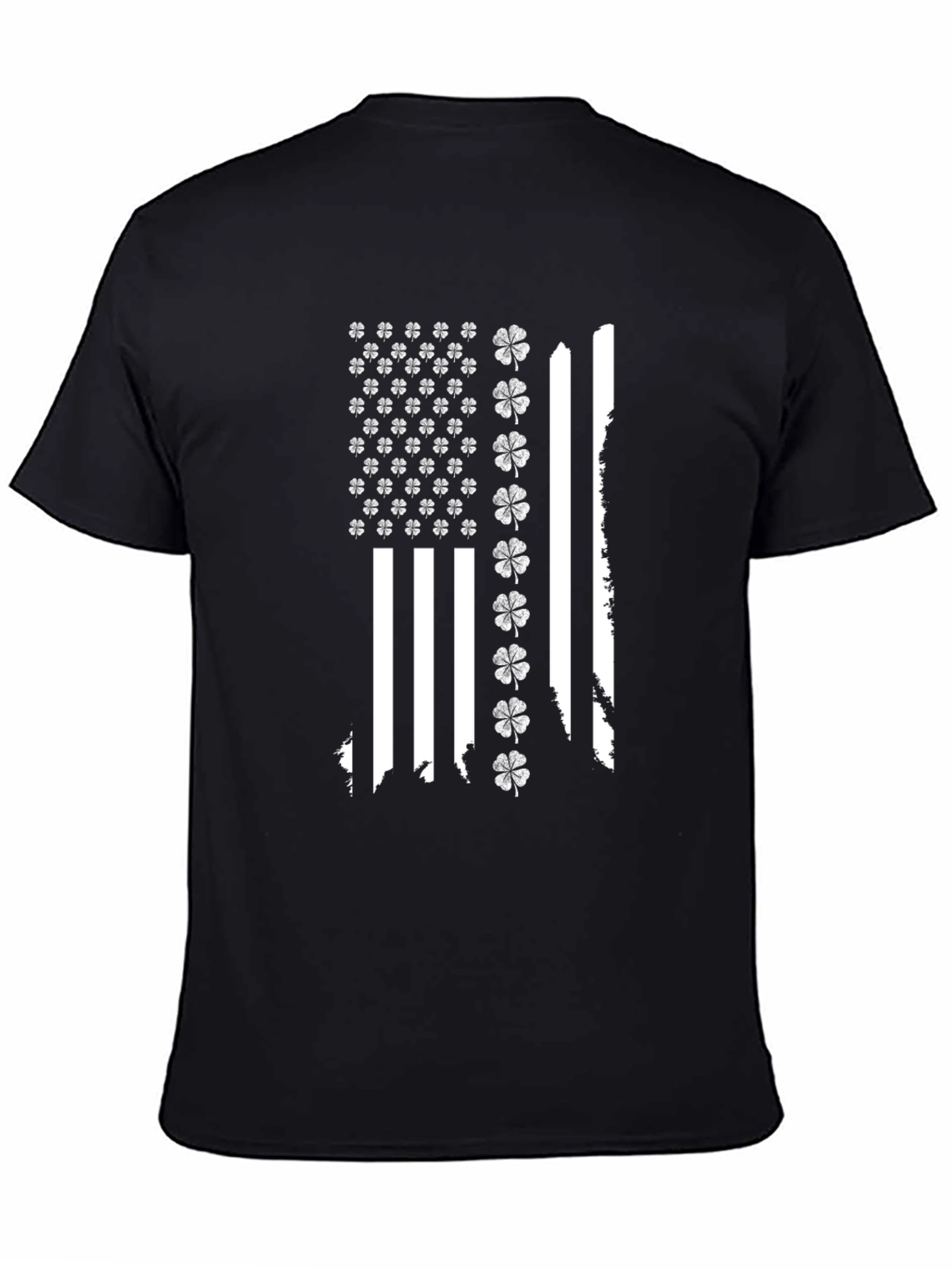 Shamrock American Flag Black T-Shirt