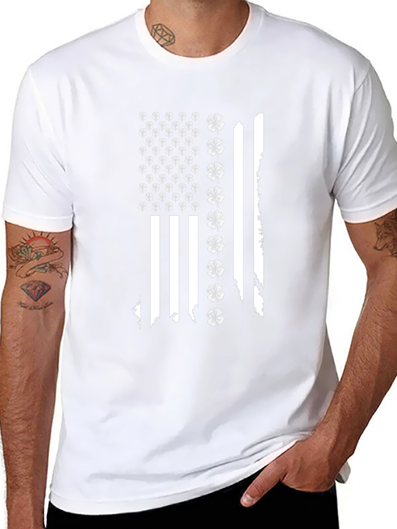 Shamrock American Flag Black T-Shirt