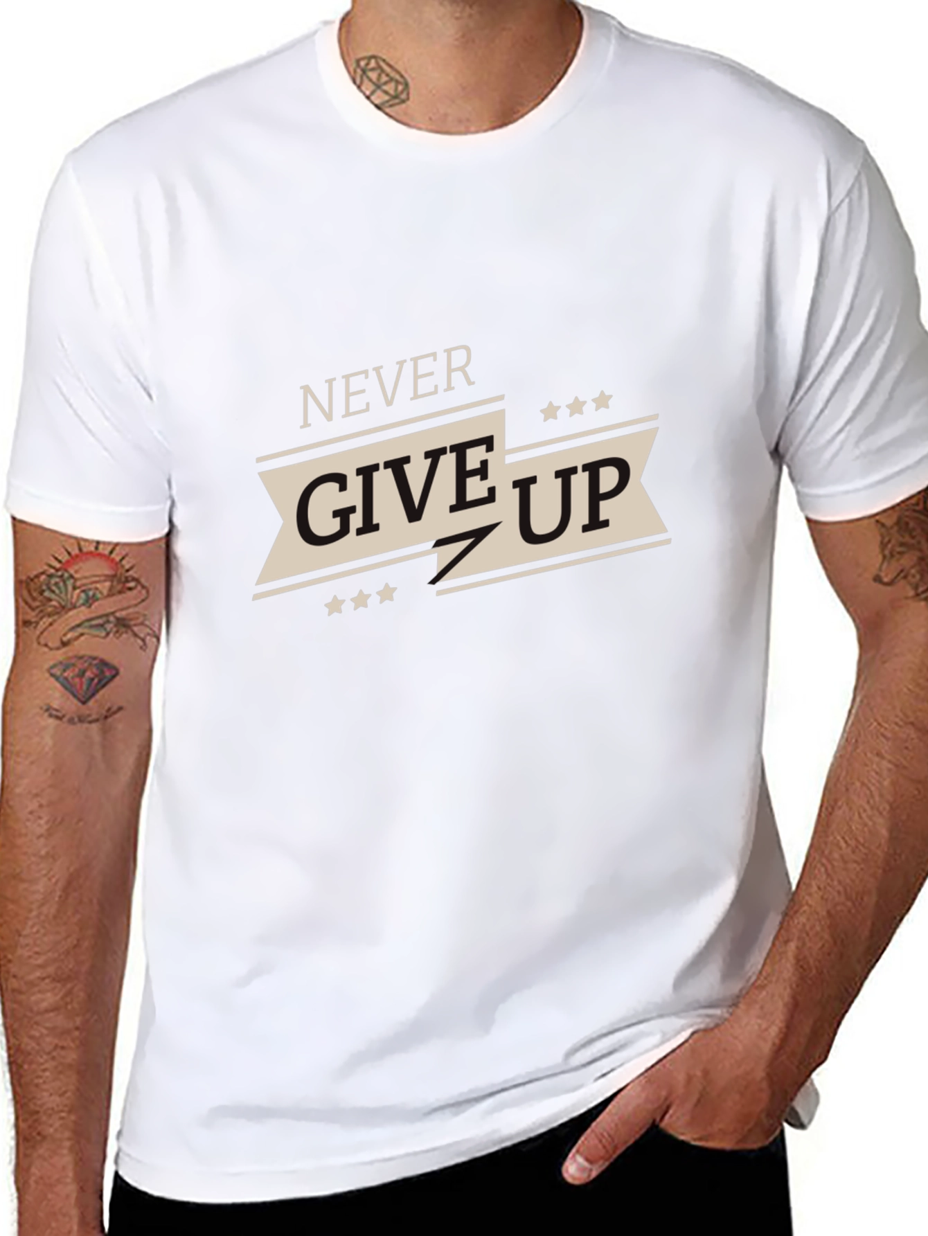 Never Give Up Graphic Tee - Motivational T-Shirt