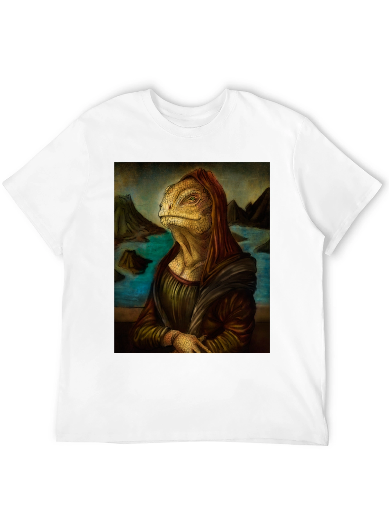Lizard Mona Lisa Black T-Shirt