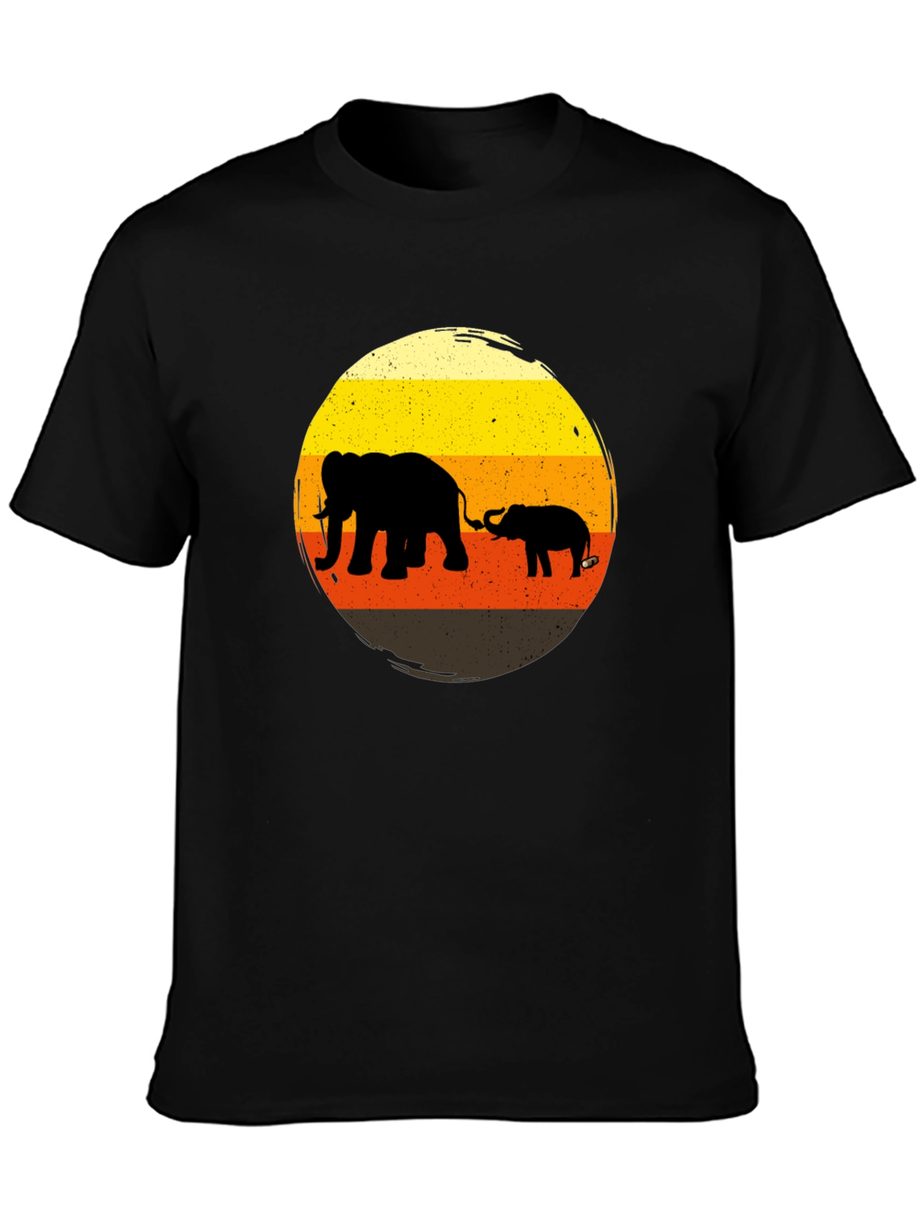 Elephant Family Sunset Graphic Tee - Black